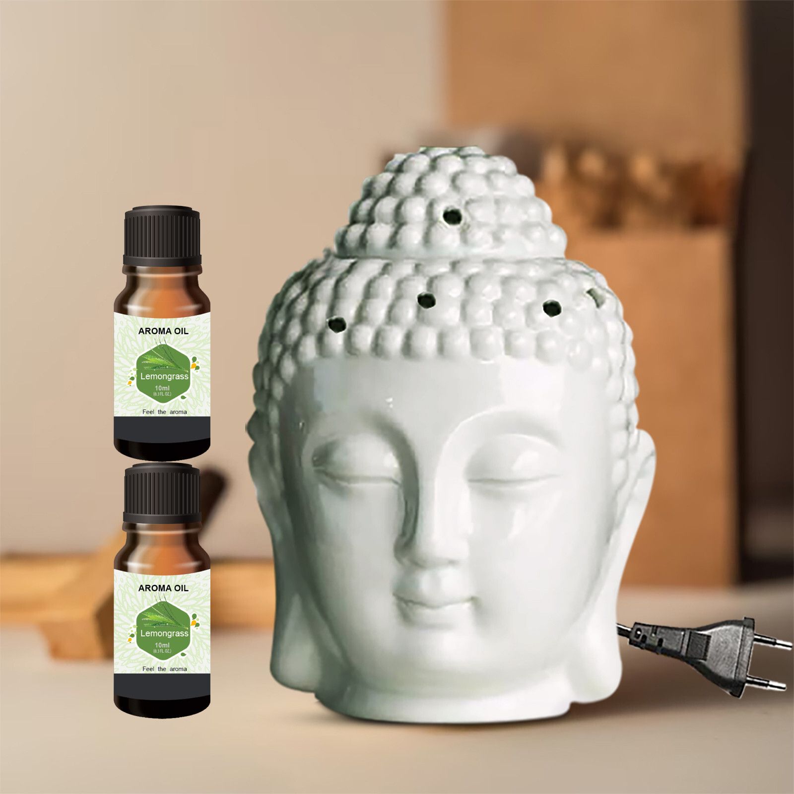 PEEPRESION Air Freshner Electric Buddha & 2 Bottel Scented Lemongrass Aroma Oil (10ml Each), Fragrance Your Home, Hotel, Bedroom, Club, Office, Relaxation, Body, Mind,Stress. Diffuser-image-24
