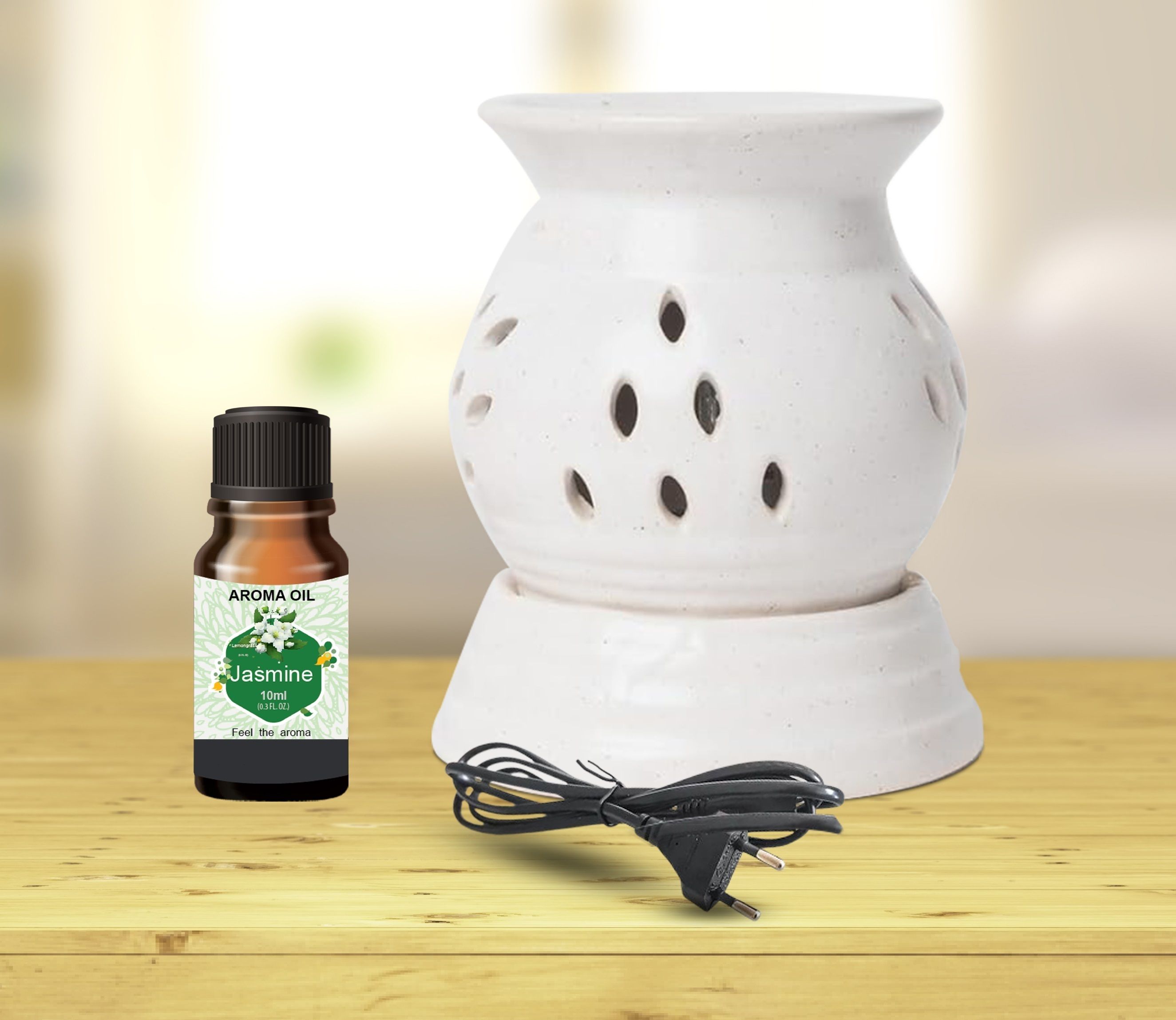 PEEPRESION Electric Round Oil Diffuser With 1-Jasmine Aroma Oil (10ml Each) Night Lamp | Home, Office, Spa, Bedroom, Club, Temple, Pub Bar, Gym Diffuser-image-3