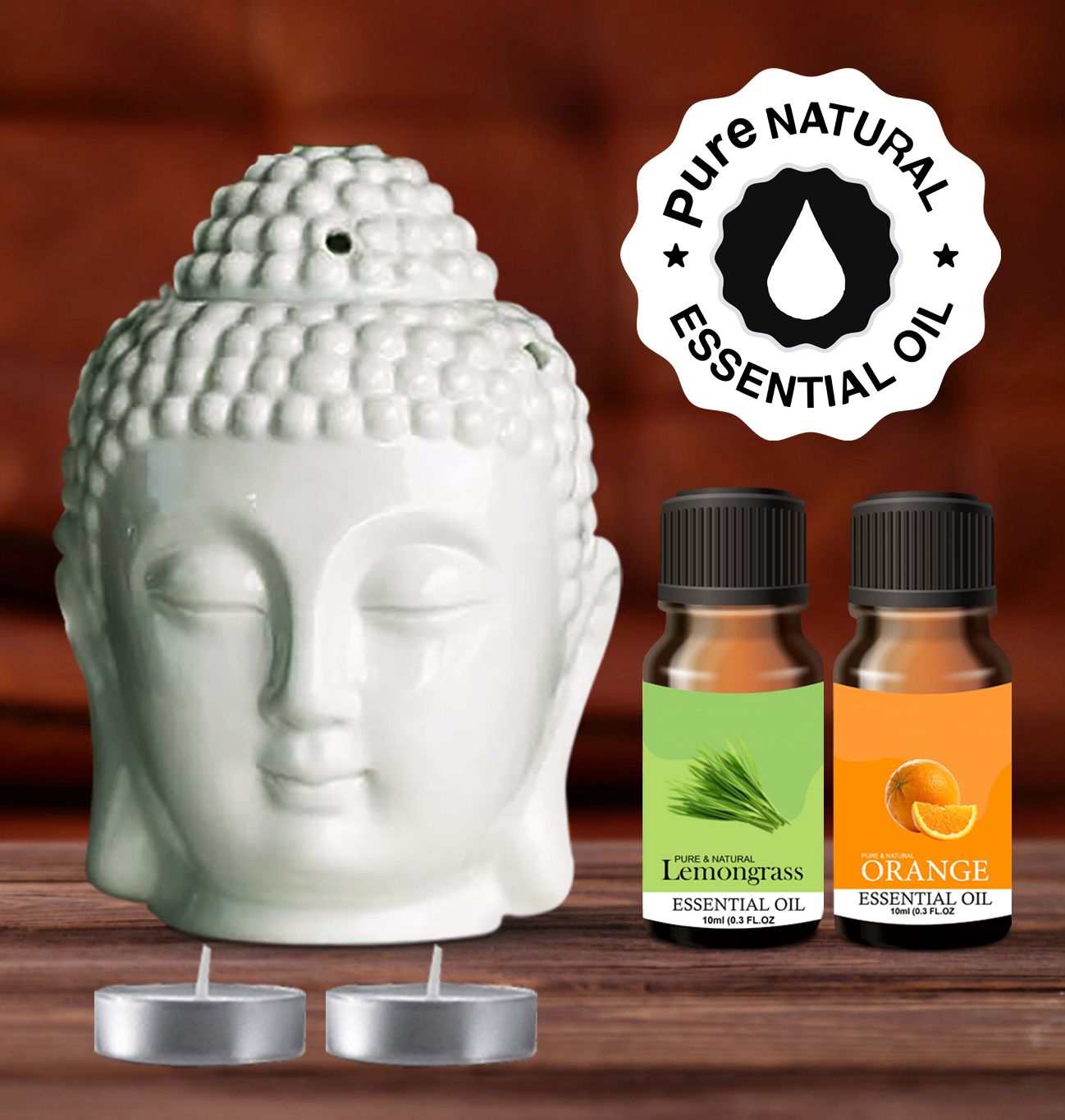PEEPRESION Home Decor Oil Buddha Diffuser & Lemongrass,Orange Pure Natural Essential Oil (10ml Each), Fragrance Your Home, Hotel, Bedroom, Club, Office, Relaxation, Body, Mind,Stress. Diffuser-picture-15