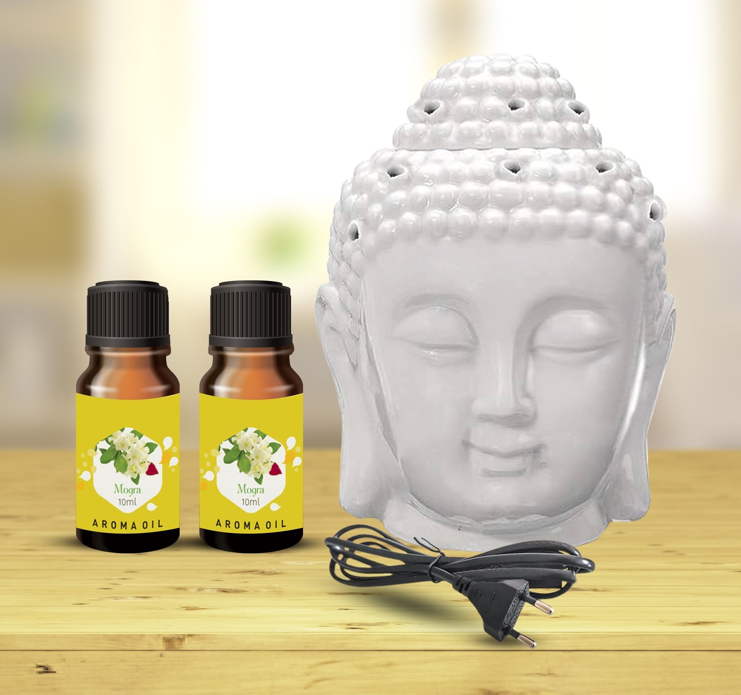 PEEPRESION White Electric Buddha Diffuser Head Shape Night Lamp for Decorative Showpiece Fragrance Your Home, Office, Spa, Hotel, Club Diffuser-picture-30