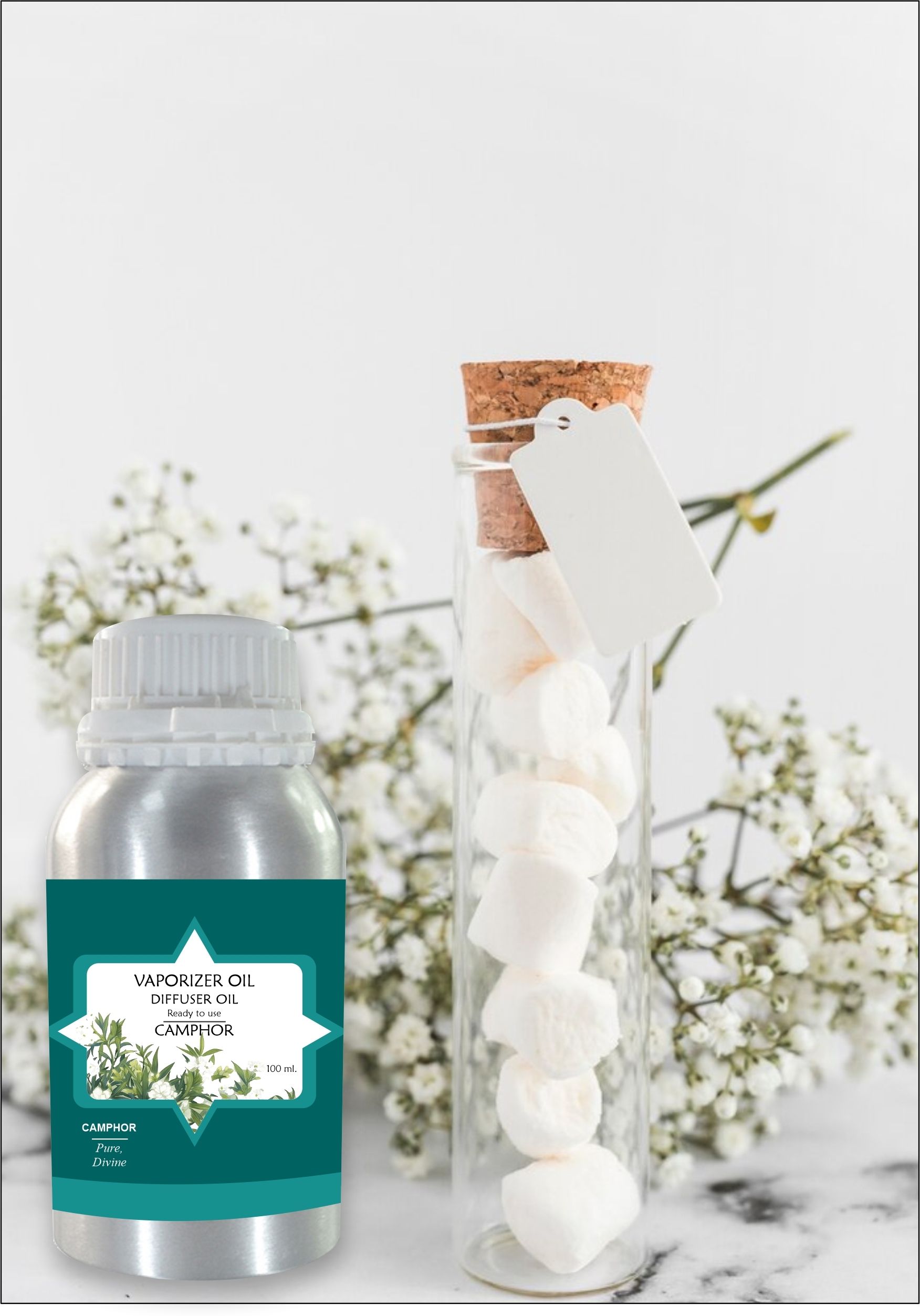 Veena Camphor Long Lasting & Strong Aroma Oil Diffuser in a Aluminium Can 100 ml Room, Garden, bedding room, Office, Bar Diffuser-image-34