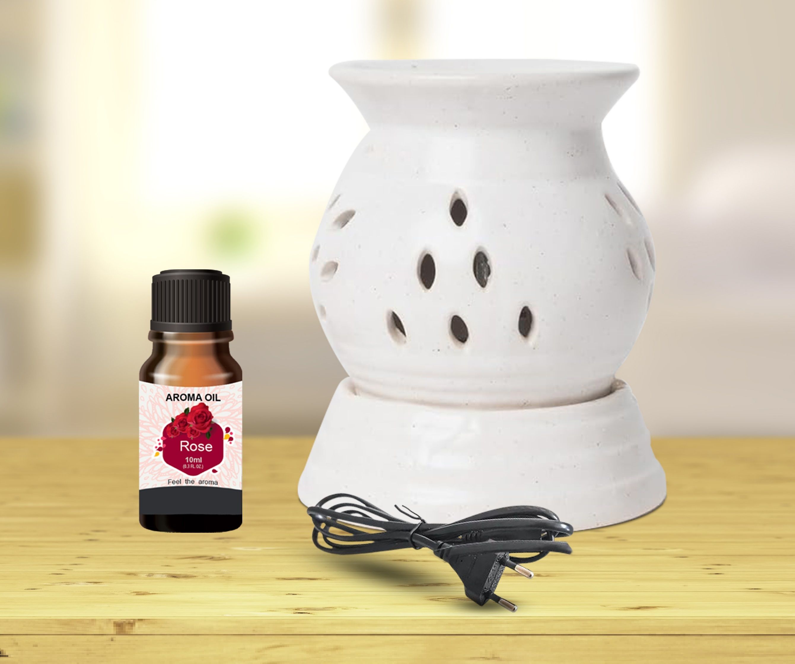 PEEPRESION Electric Matka Round Oil Diffuser With 1 Rose Aroma Oil (10ml Each) Night Lamp | Home, Office, Spa, Bedroom, Club, Temple, Pub Bar, Gym Diffuser-picture-23