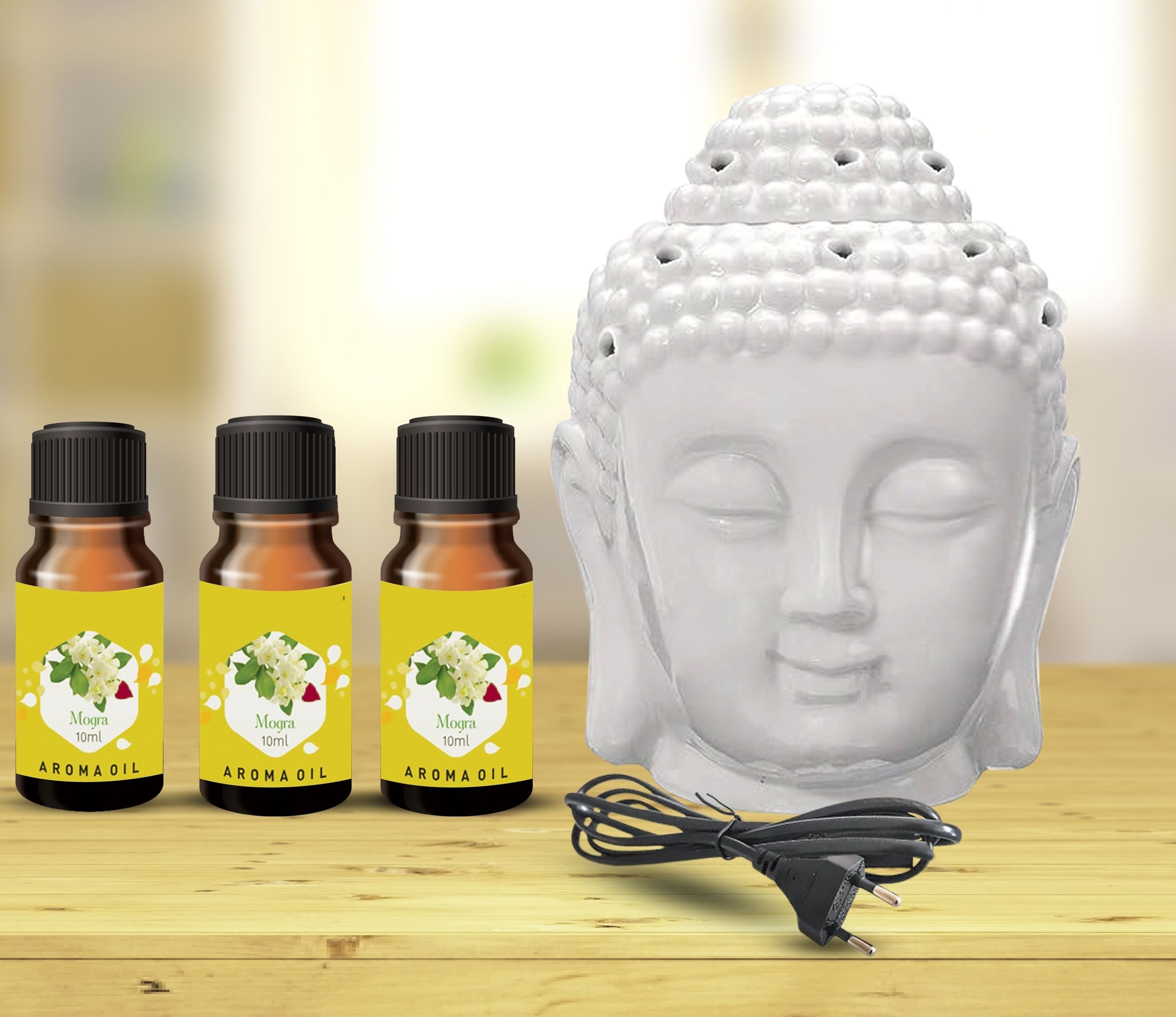 PEEPRESION Electric Ceramic Buddha Head Oil Diffuser With 3-Fragrance Aroma Oil (10ml Each) Fragrance Your Home, Office, Spa, Hotel Diffuser-picture-26