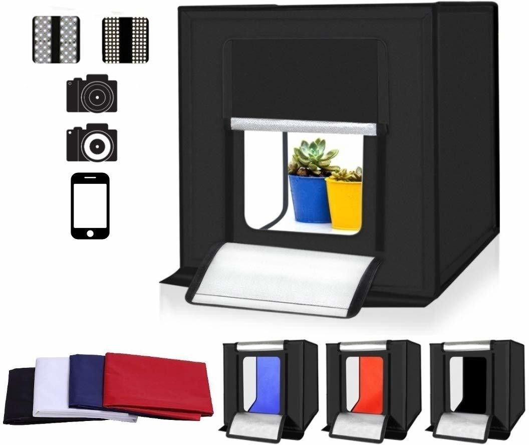 VTS 50x50cm Portable LED Tent Light Cube Diffusion Box Kit with 3 Colors Backdrops Camera Matte Box-image-9