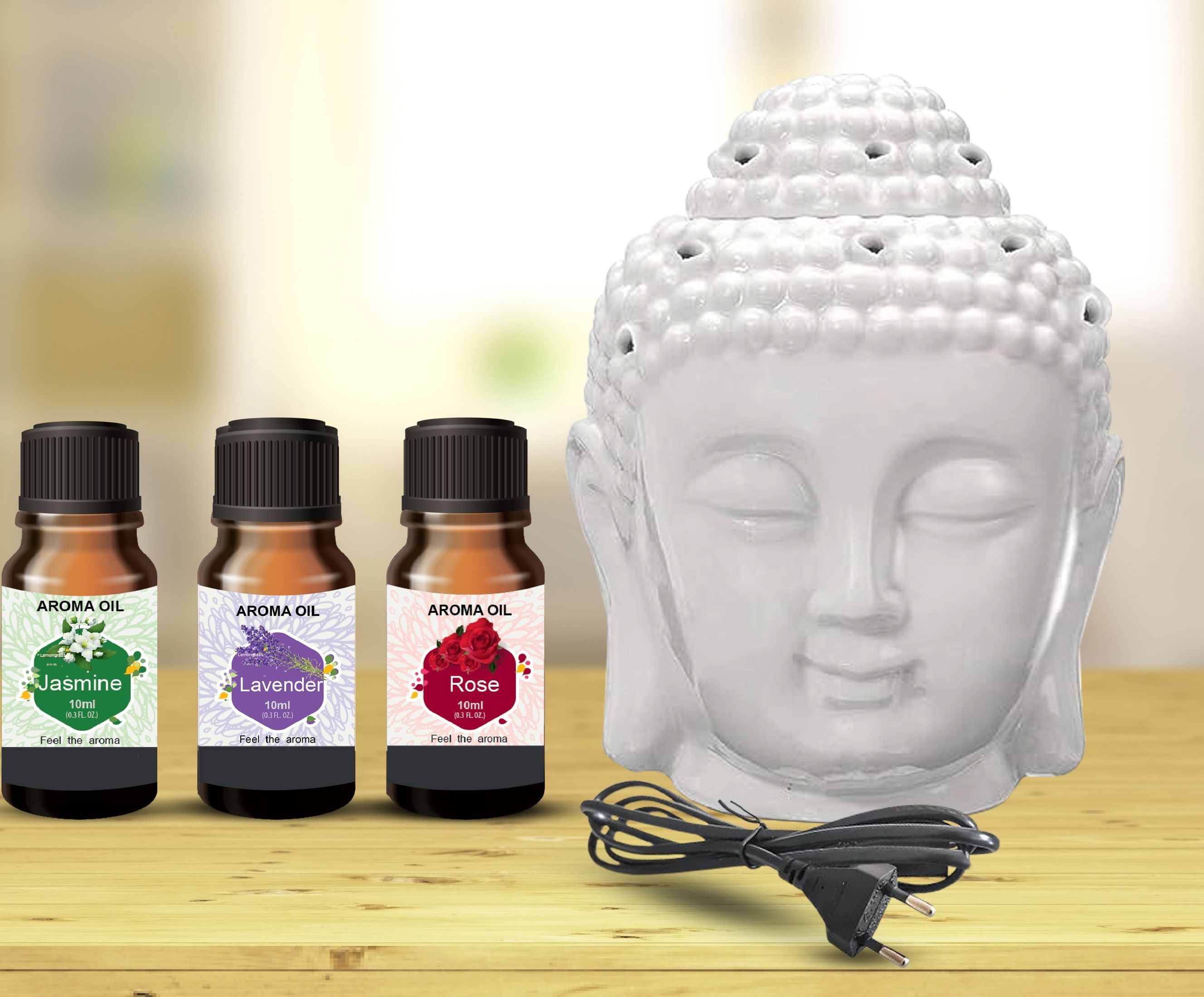 PEEPRESION Ceramic Electric Buddha Head Diffuser With 3_Fragrance Scented Oil (10Ml Each) Home, Office, Temple, Etc Diffuser-image-22