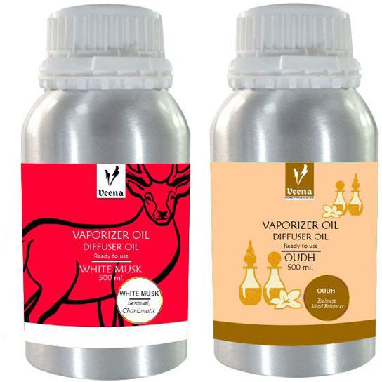 Veena Combo Vaporizer, Aroma Oil Diffuser Oudh 500 ml & White Musk 500 ml Room, Garden, Bedding Room, Office, Bar Fragrance Diffuser-picture-35