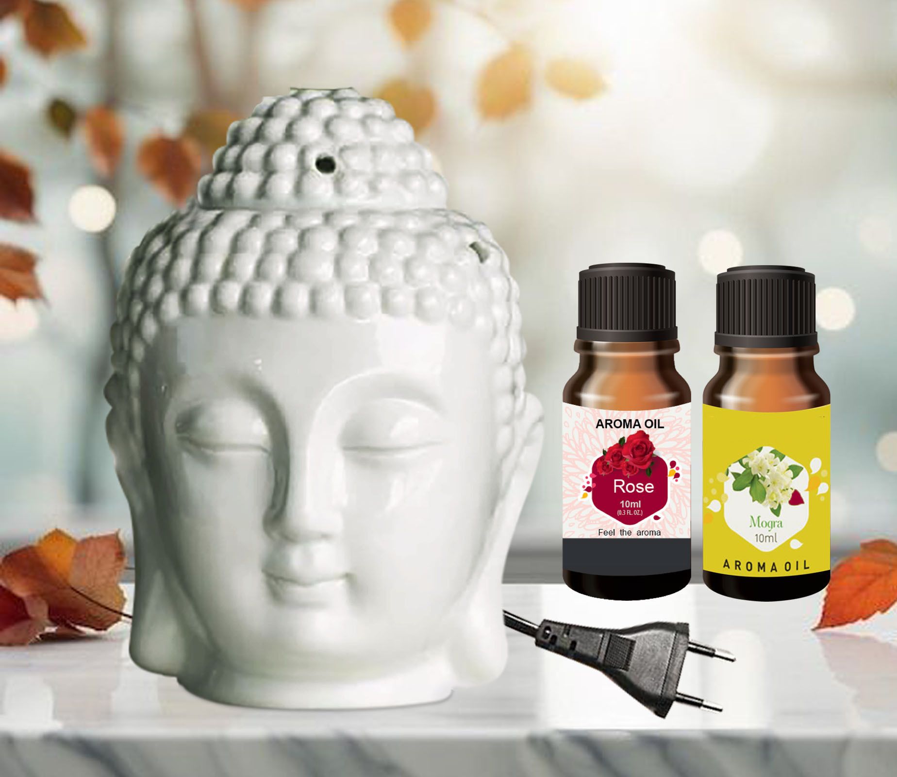PEEPRESION Air Freshner Electric Buddha Diffuser & 2 Bottel Scented Rose,Mogra Aroma Oil (10ml Each), Fragrance Your Home, Hotel, Bedroom, Club, Office, Relaxation, Body, Mind,Stress. Diffuser-picture-27