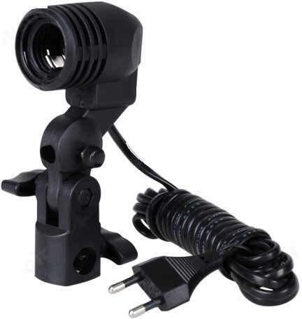 Schsteindar Plastic Photography Photo Light LED Lamp Bulb Single Holder E27 Socket Bracket Studio EU Plug,Black (Pack of 1) Camera Rig