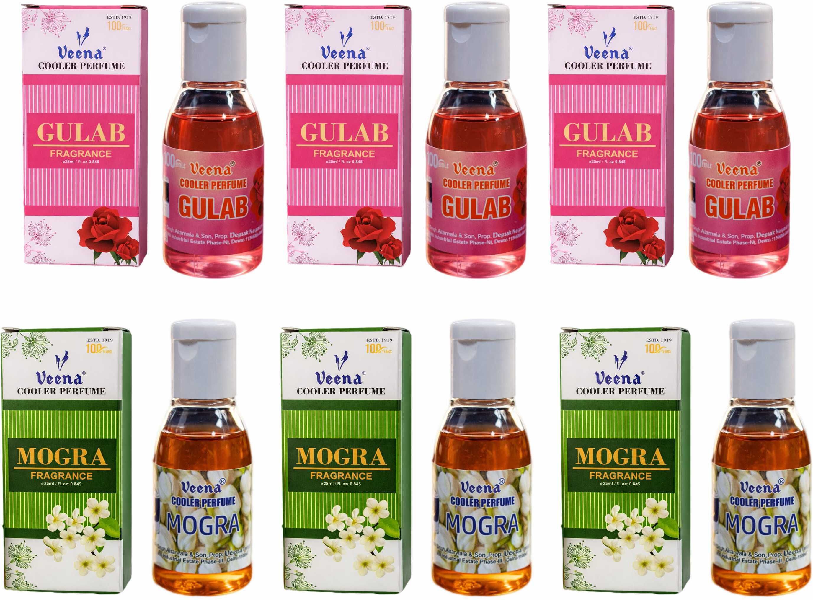 Veena Combo Cooler Perfume Gulab, Mogra Fragrance (25 ml) Pack of 6 Water Cooler, air cooler Diffuser-picture-29