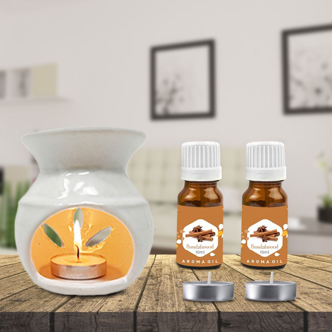 PEEPRESION Premium Ceramic Oil Burner Aroma Diffuser with 2candle,2Sand Aroma Oil 10ml Each Scented Air Diffuser For Home, Office, Club, Studio, Bathroom, Study Table, Gym Diffuser-image-10