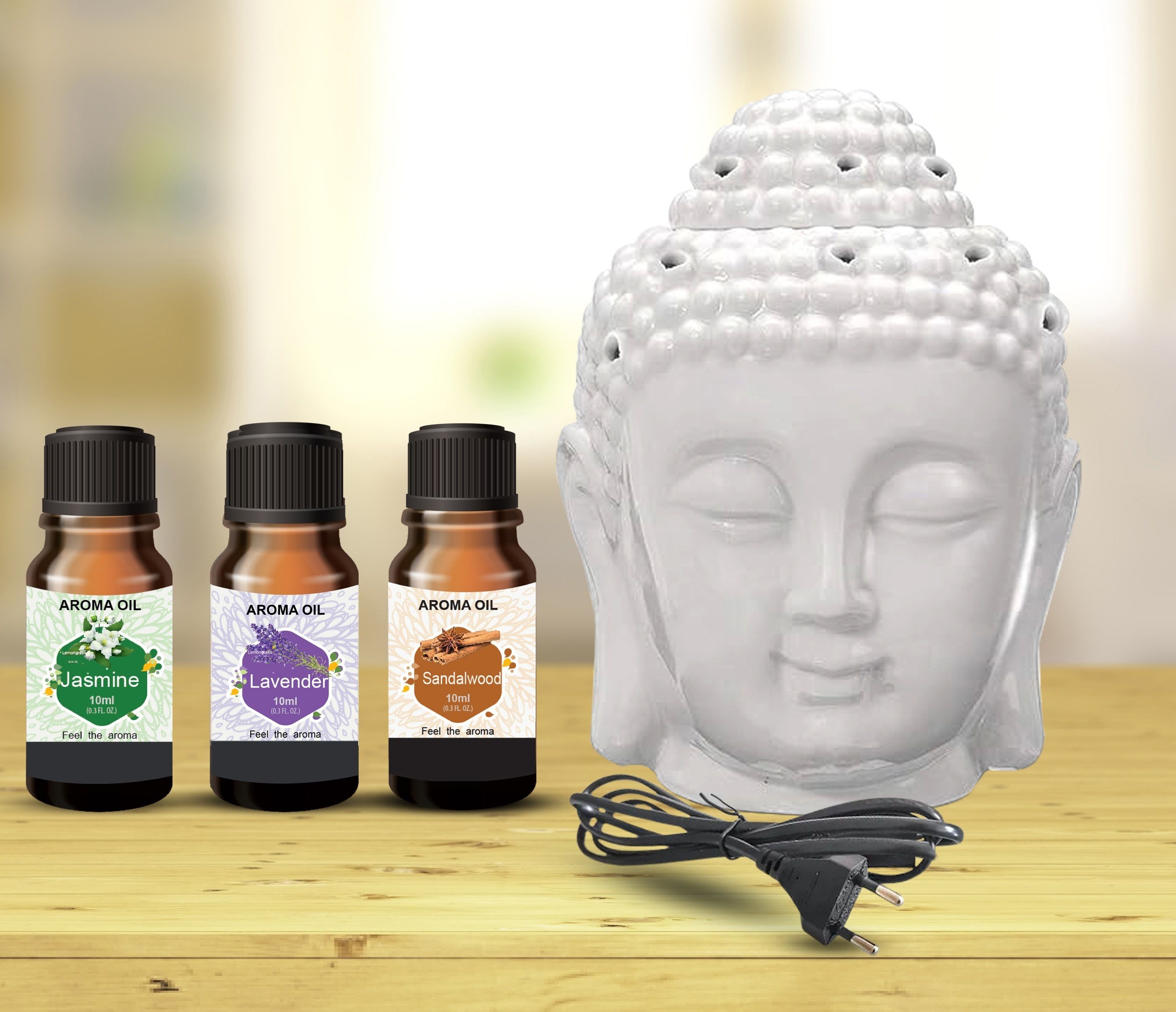 PEEPRESION A-Ceramic Electric Buddha Head Diffuser With 3_Fragrance Scented Oil (10Ml Each) Home, Office, Temple, Etc Diffuser-picture-14