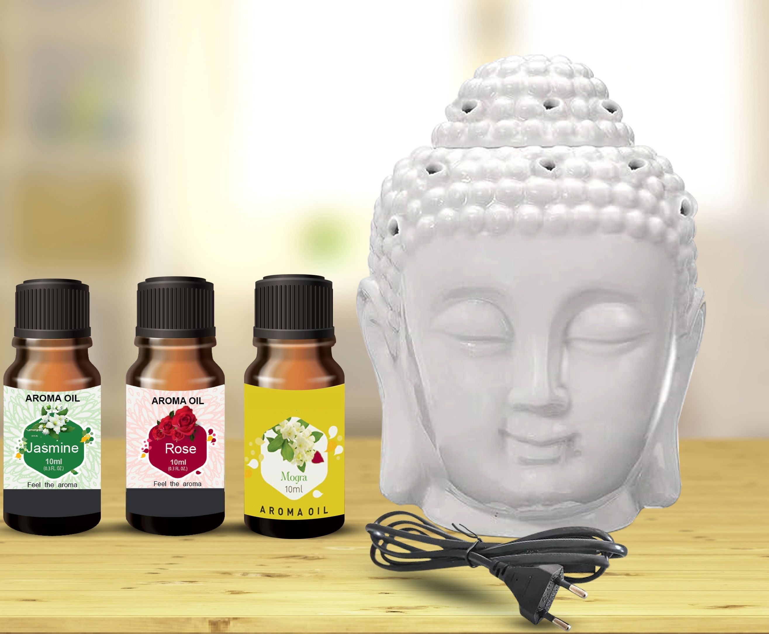PEEPRESION A3-Ceramic Electric Buddha Head Diffuser With 3_Fragrance Scented Oil (10Ml Each Home, Office, Temple, Hotel, Club Diffuser-image-23