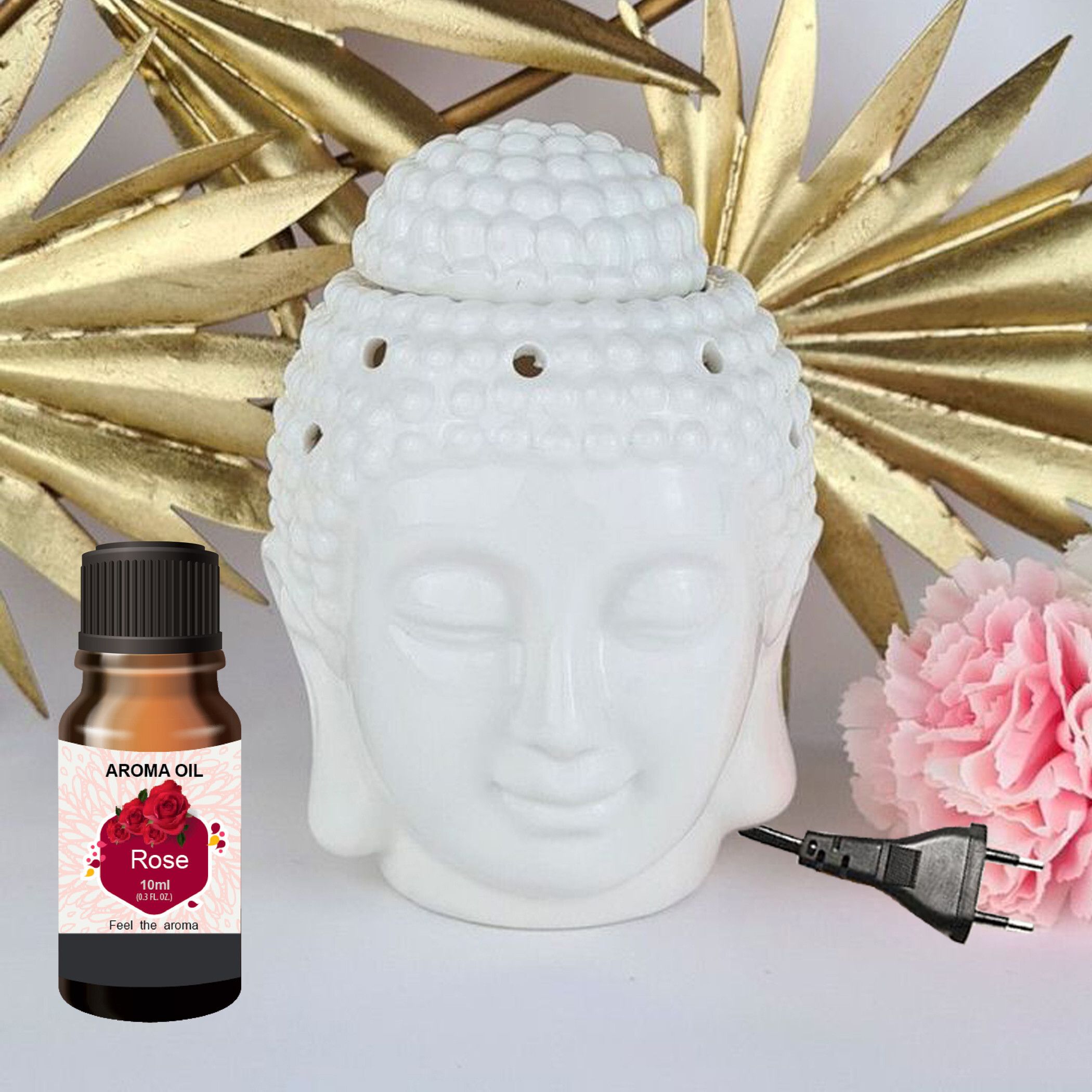PEEPRESION Ceramic White Electric Buddha Diffuser & 1 Bottel Scented Rose Aroma Oil (10ml Each), Fragrance Your Home, Hotel, Bedroom, Club, Office, Relaxation, Body, Mind,Stress. Diffuser-picture-38