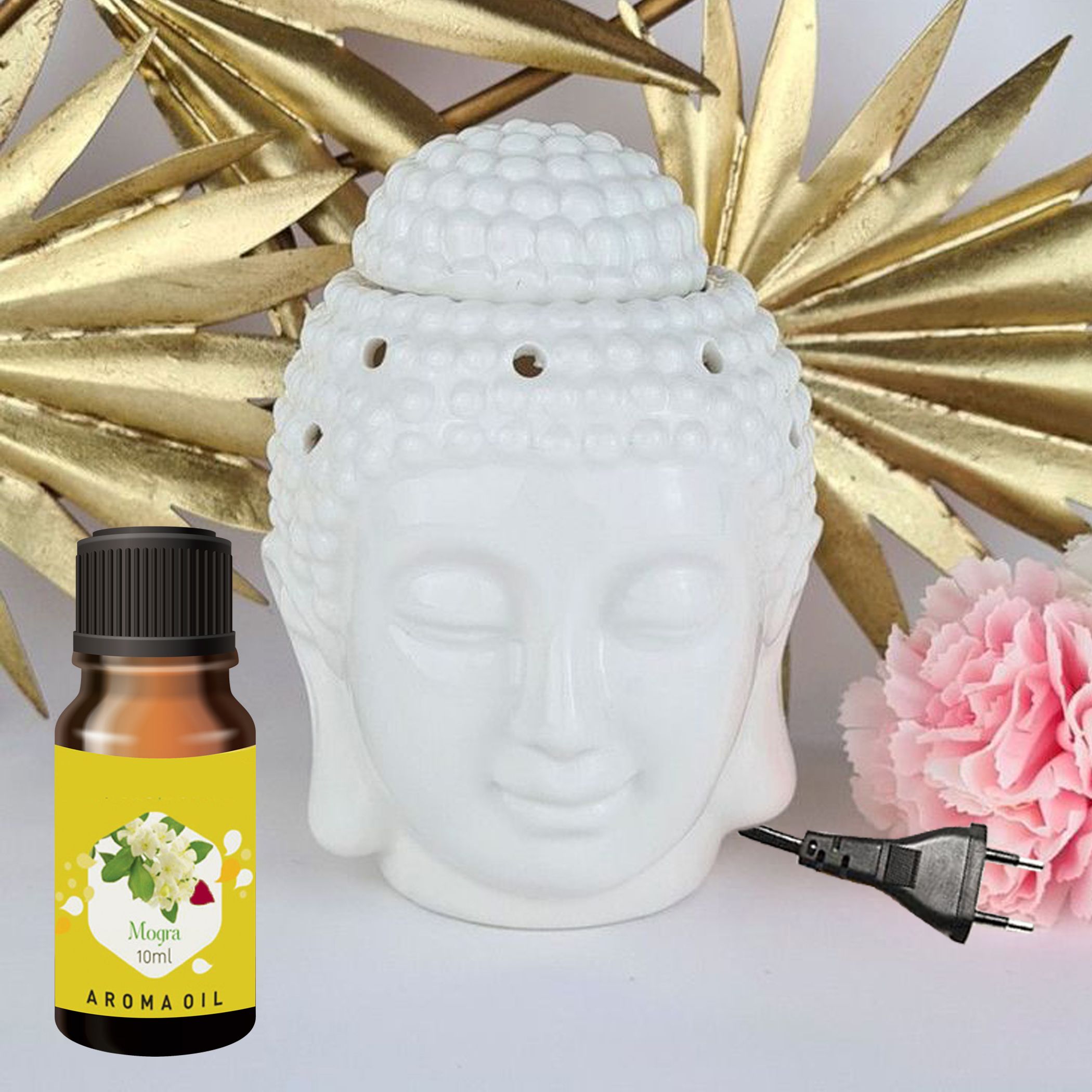 PEEPRESION Ceramic White Electric Buddha Diffuser & 1 Bottel Scented Mogra Aroma Oil (10ml Each), Fragrance Your Home, Hotel, Bedroom, Club, Office, Relaxation, Body, Mind,Stress. Diffuser-image-27