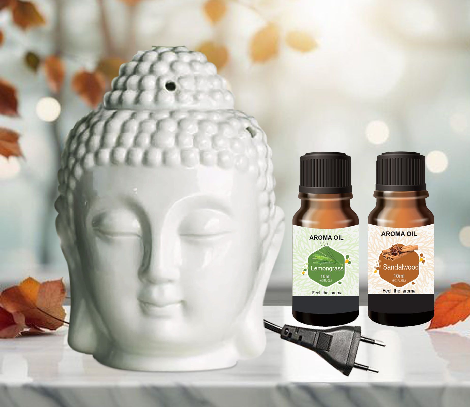 PEEPRESION Air Freshner Electric Buddha & 2 Bottel Scented Lemongrass,Sandalwood Aroma Oil (10ml Each), Fragrance Your Home, Hotel, Bedroom, Club, Office, Relaxation, Body, Mind,Stress. Diffuser-image-31