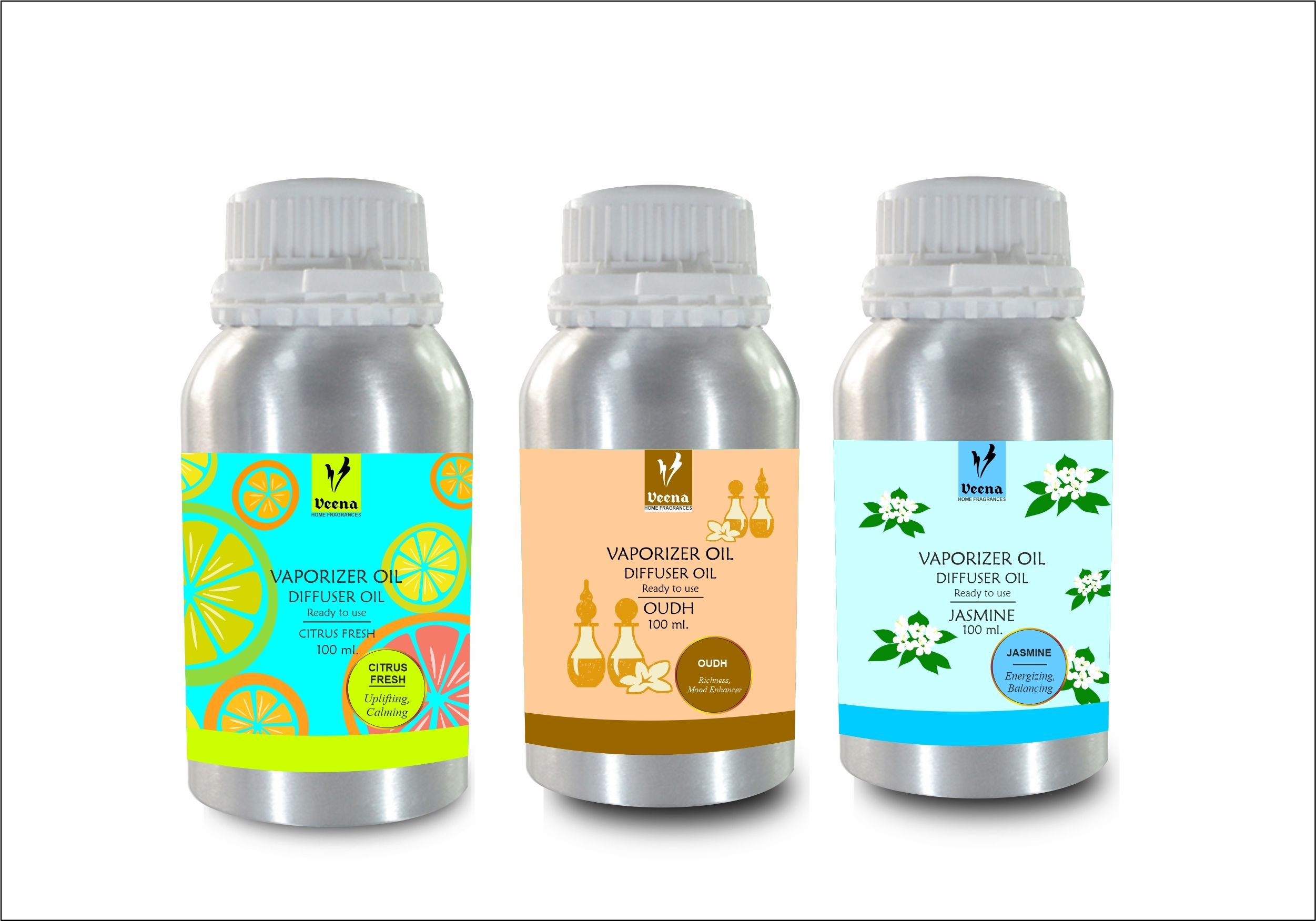 Veena Combo Aroma Oil Diffuser Citrus Fresh, Oudh, Jasmine Room Fragrance Room, Garden, Bedding Room, Office, Bar Fragrance Diffuser-image-11