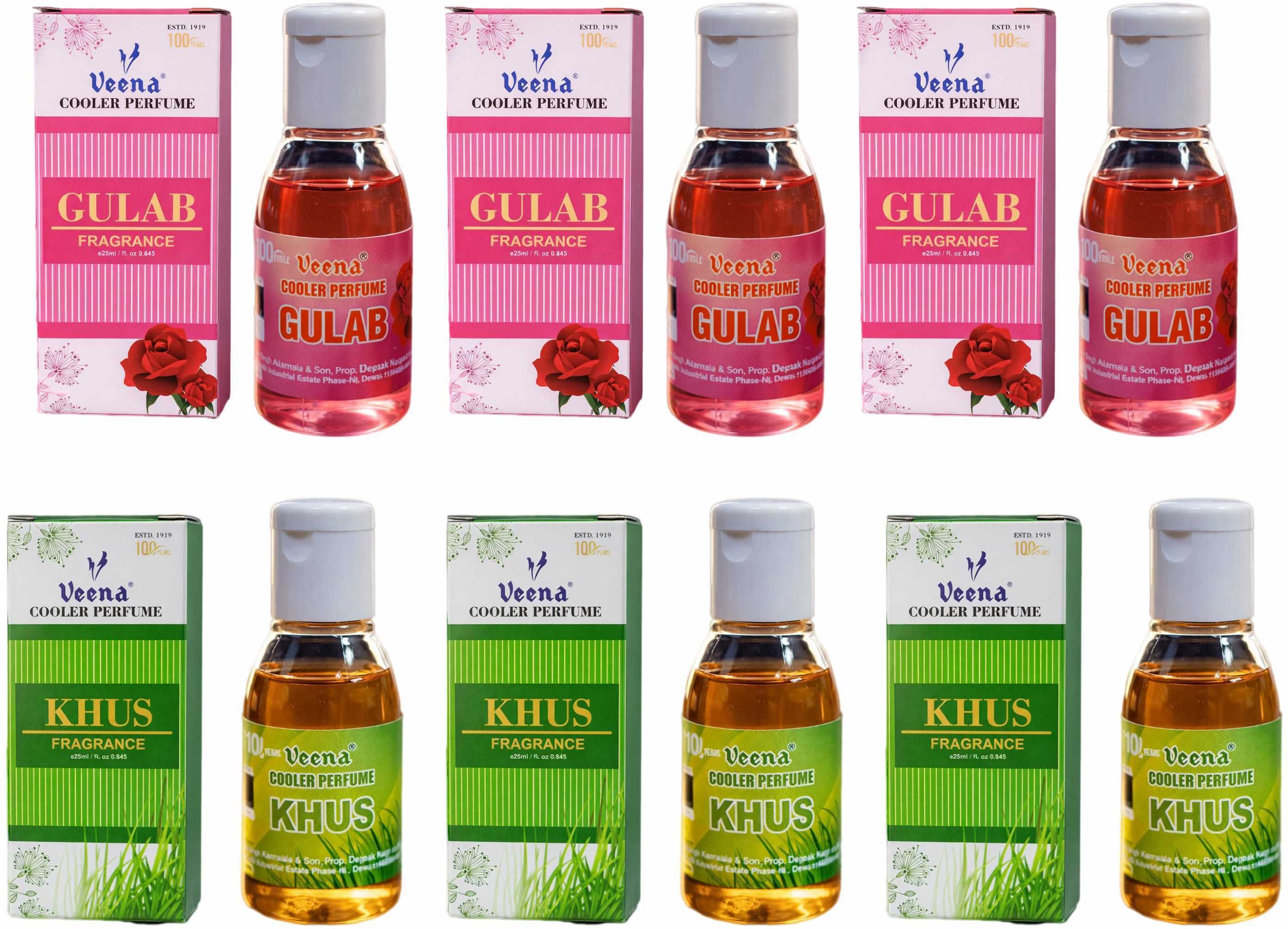 Veena Combo Cooler Perfume Gulab, Khus, Kewra, Khus Fragrance (25 ml) Pack of 6 Water Cooler, air cooler Diffuser-picture-15