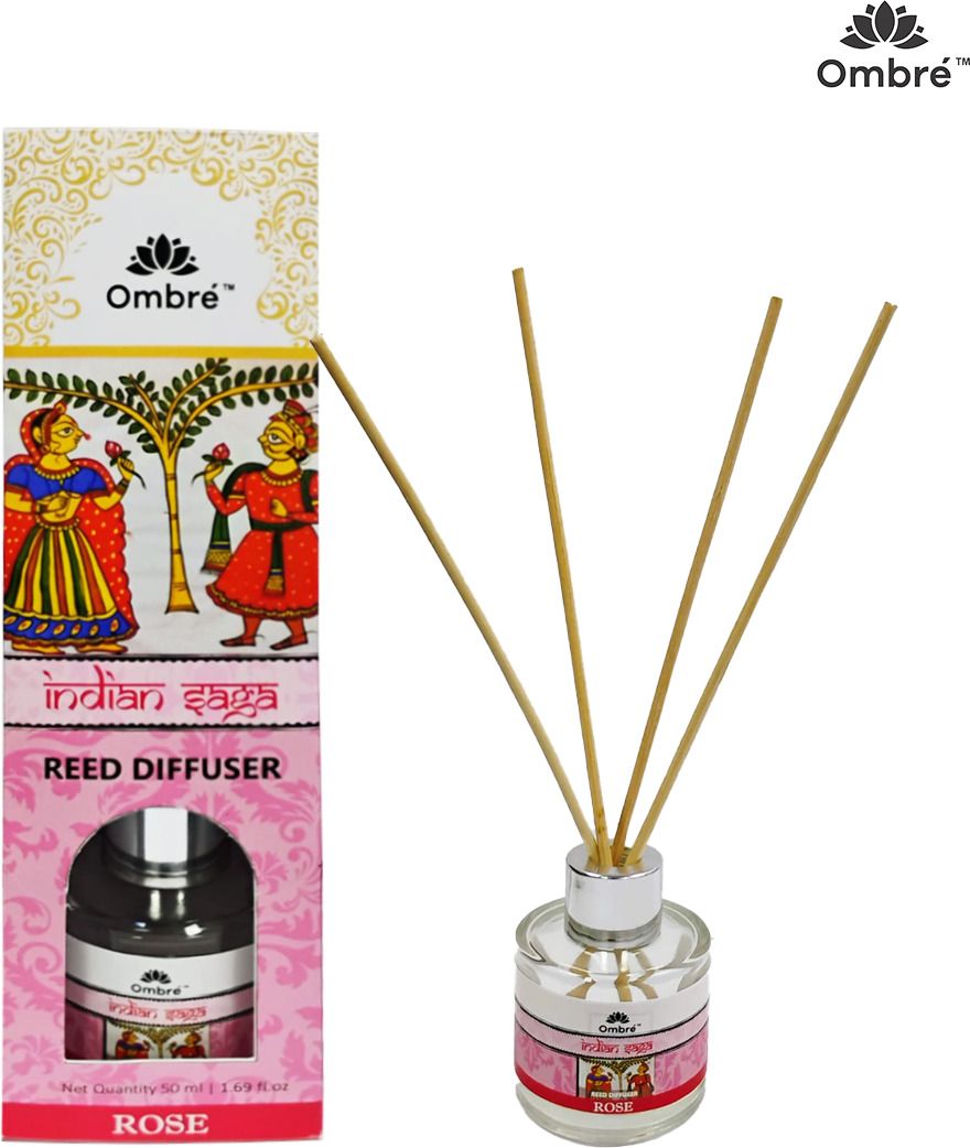 Ombre DIFFUSER-50ml ROSE WITH 4 NATURAL STICKS Ideal for Office Cabins, Small Room, Washrooms, Cubicles, Stores, Reception Areas Etc... Diffuser-image-49