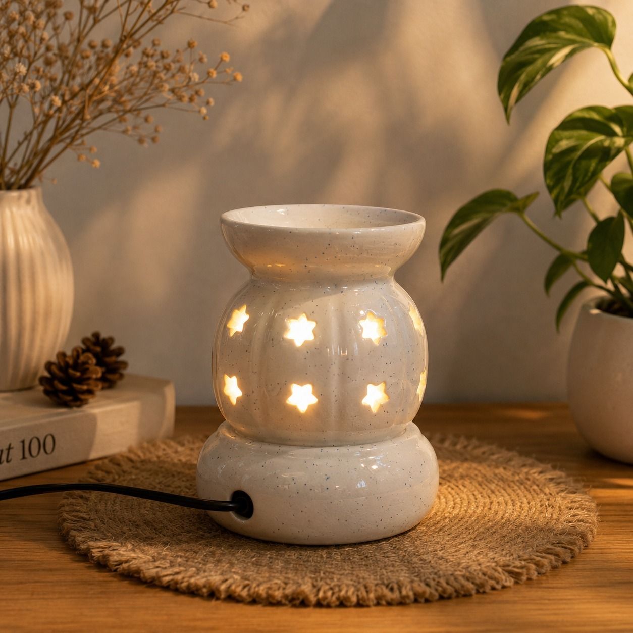 Pubcom Decor Handcrafted Ceramic Electric Aroma Diffuser, Oil Burner for Home Fragrance Home, Office, Bathroom, Wardrobe Diffuser-image-42