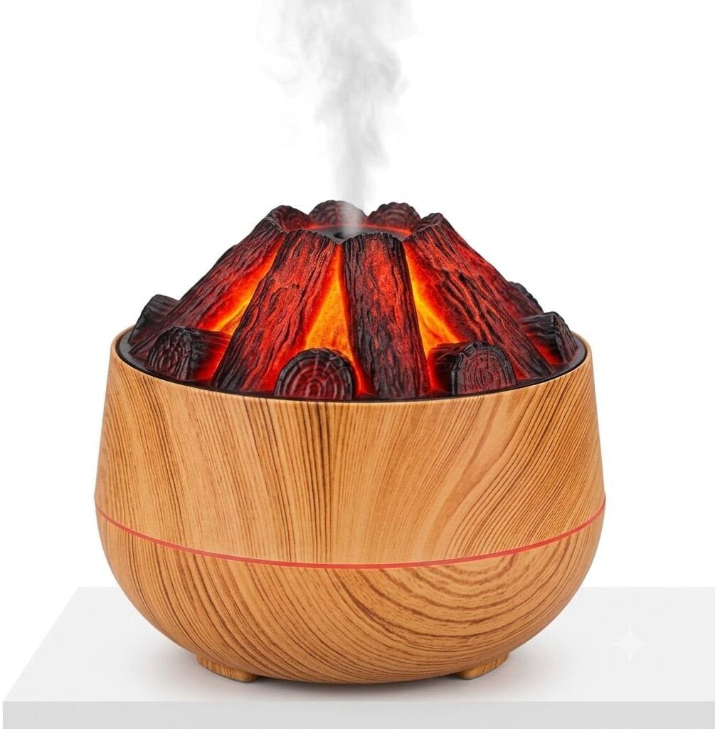 DRUMSTONE Humidifier LED Flame Effect Essential Oil Diffuser Auto Shut-Off all Diffuser-image-43