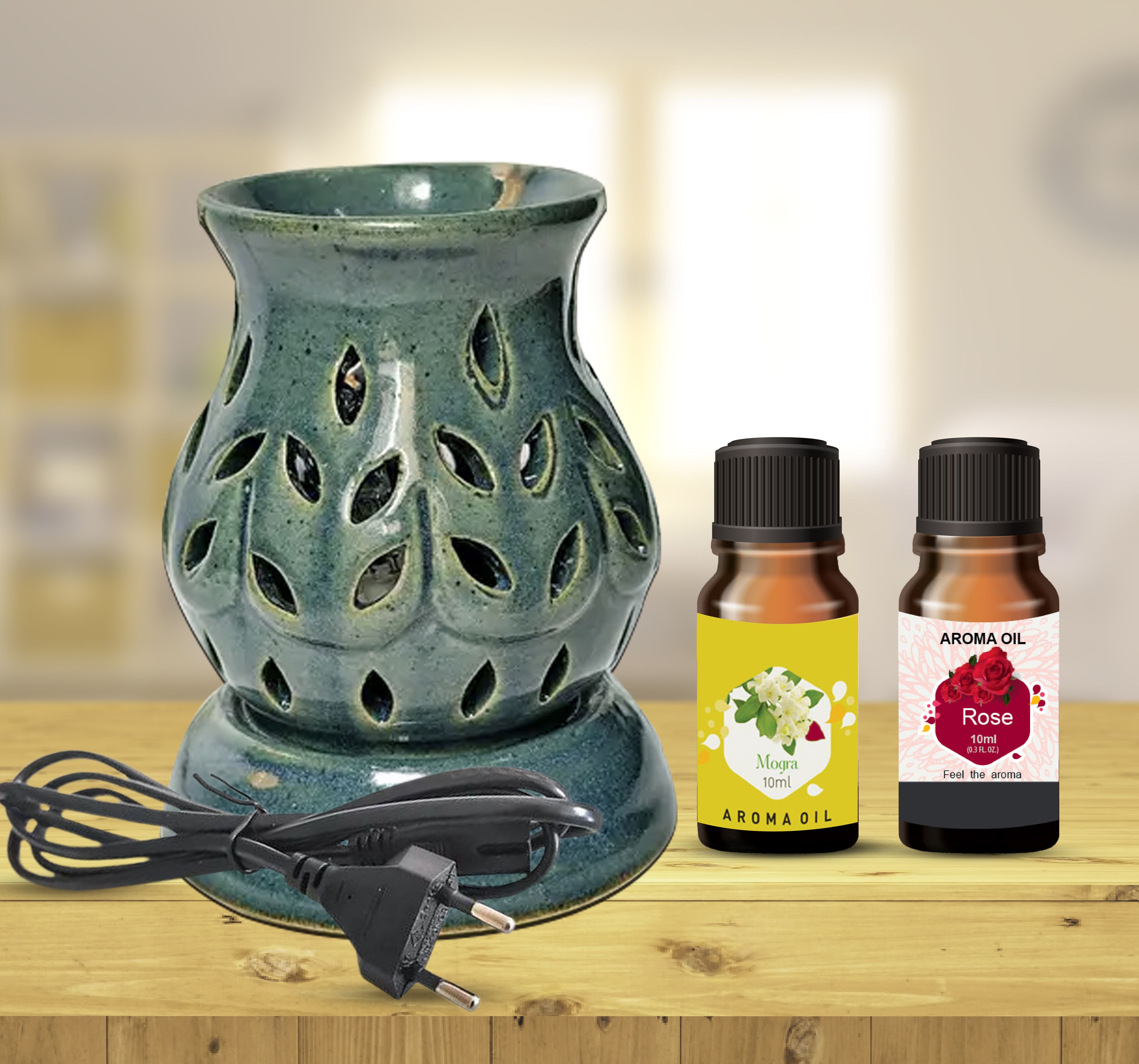 PEEPRESION Electric Diffuser Oil Burner Lamp With (10ml each)Mogra & Rose Fragrance Oil Gym, Spa, & office Diffuser Diffuser-picture-46