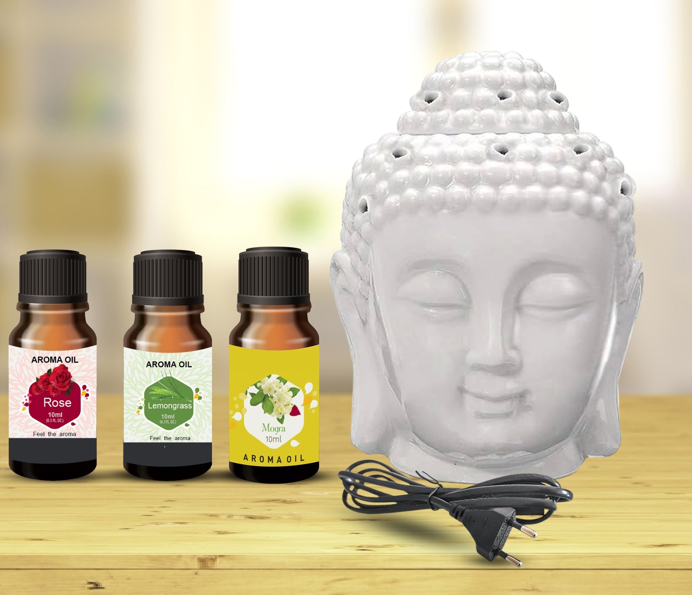 PEEPRESION Electric Ceramic Buddha Oil Diffuser With 3- Fragrance Aroma Oil (10ml Each) Fragrance Your Home, Office, Spa, Hotel Diffuser-image-49