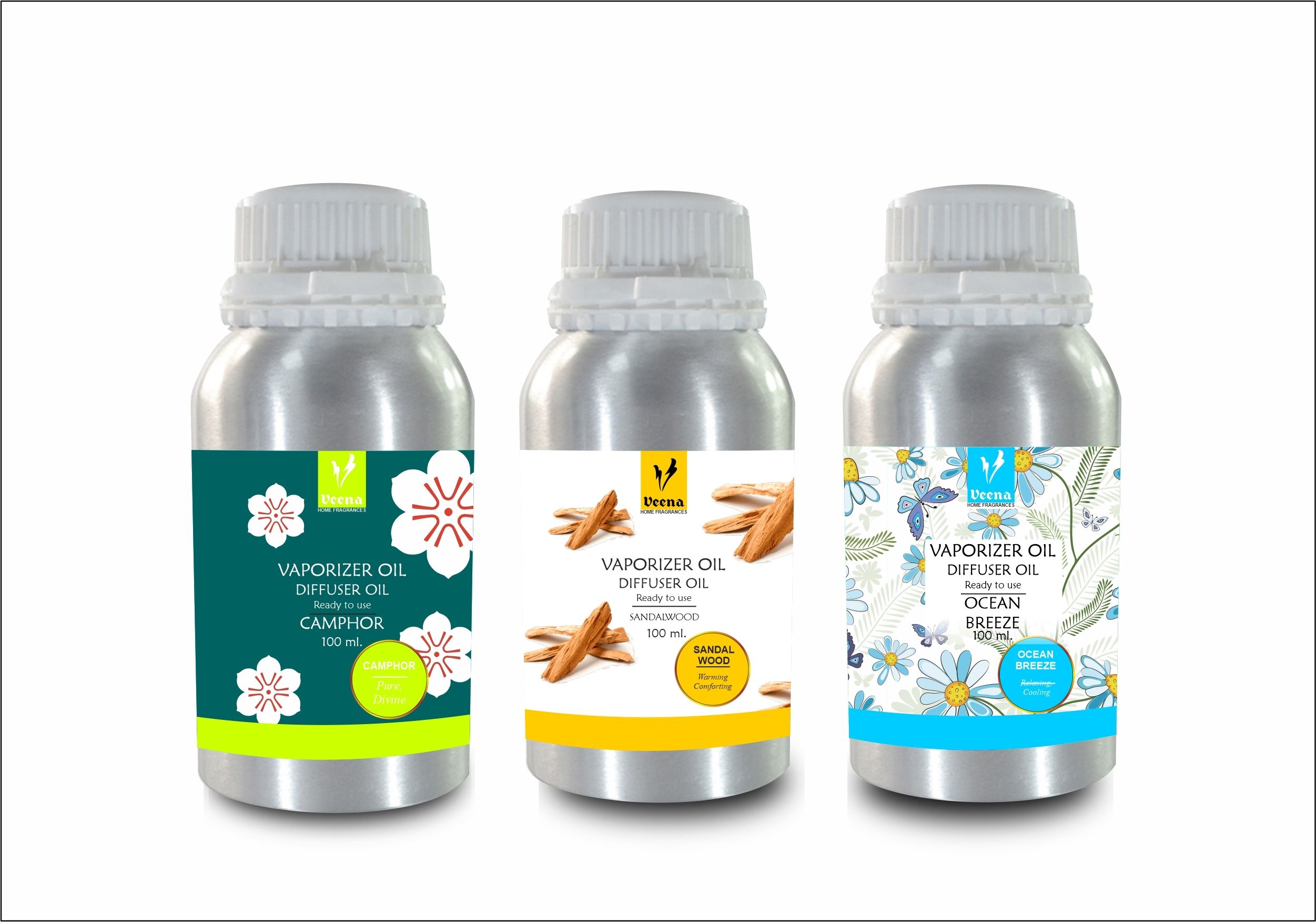 Veena Combo Aroma Oil Diffuser Camphor, Sandal, Ocean Breeze Room Fragrance Room, Garden, Bedding Room, Office, Bar Fragrance Diffuser-picture-34