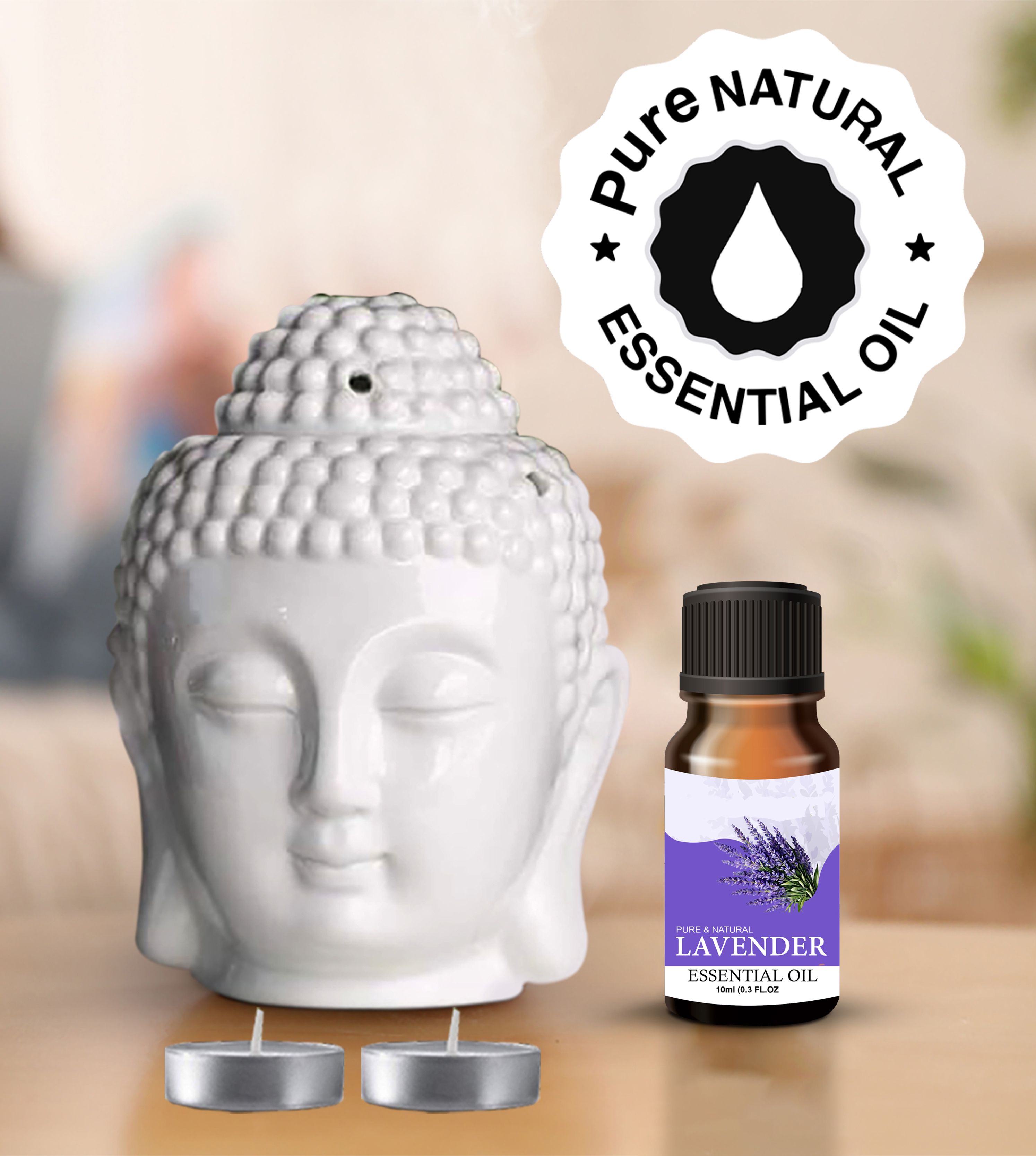 PEEPRESION Air Freshner Oil Buddha Diffuser With 1 Lavender Pure Natural Essential Oil Fragrance Your Home, Office, Spa, Hotel, Club Diffuser-picture-23