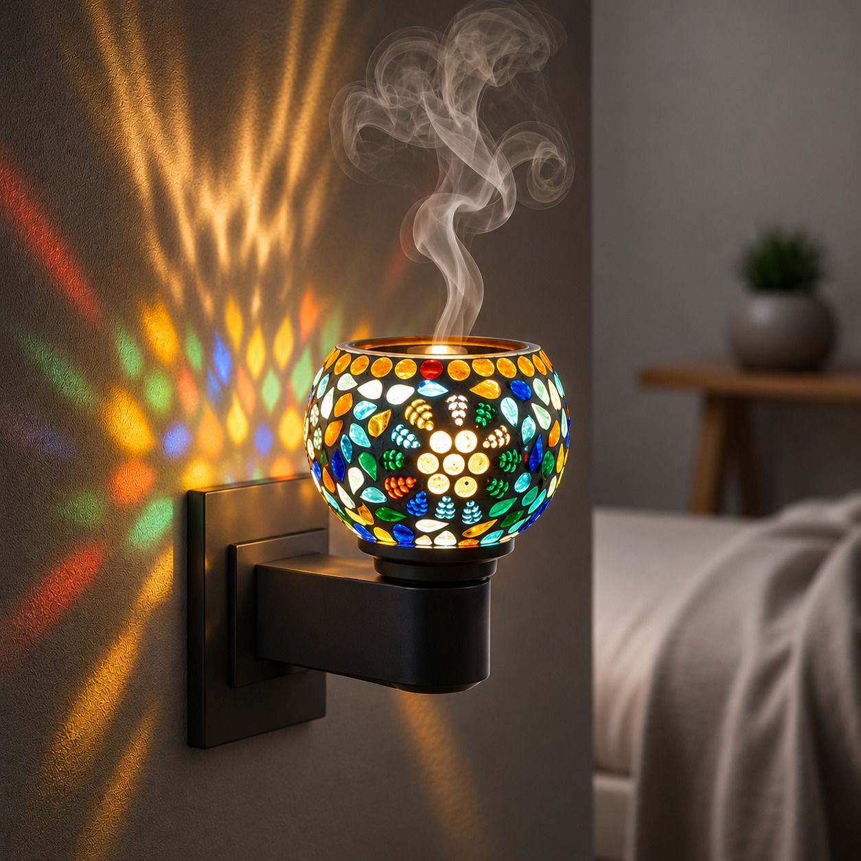 VELRON Electric Aroma Diffuser Lamp Multicolor Mosaic Fragrance Oil Burner Night Light Home Bedroom Living Room Office Spa Meditation Room Diffuser-image-13