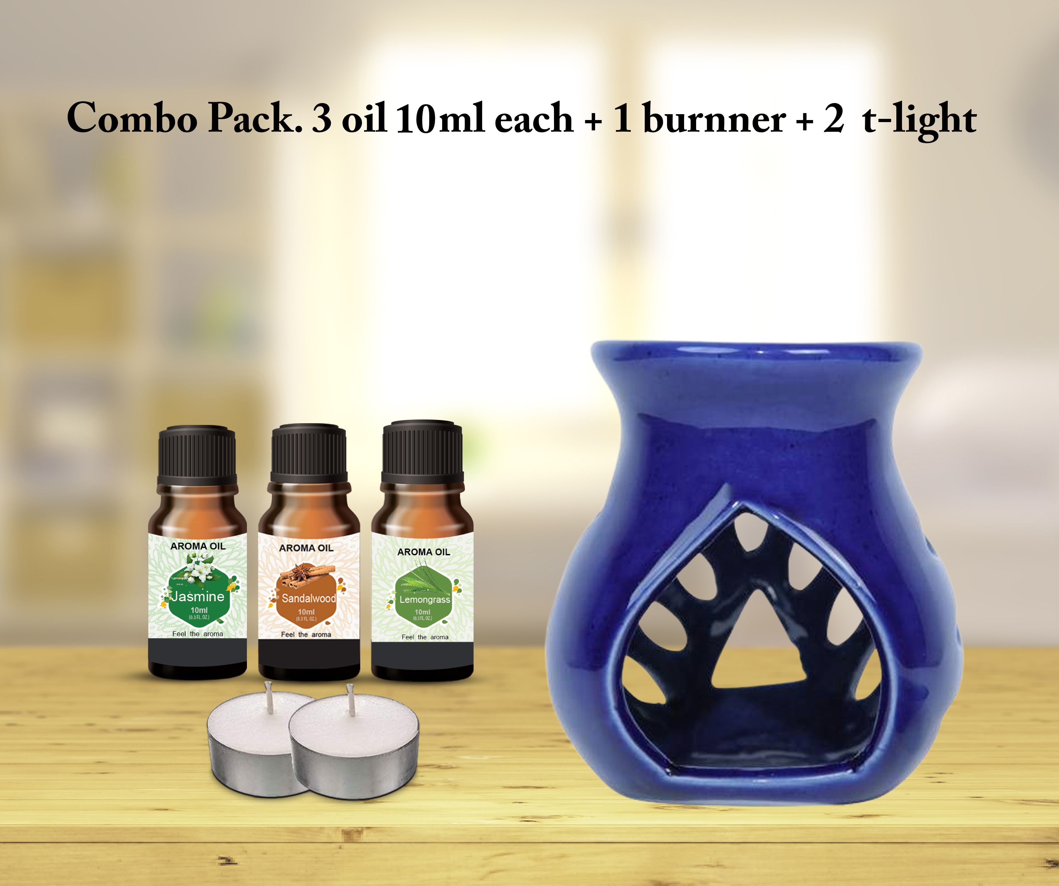 PEEPRESION Oil Burner With(2T-light & Jasmine,Lemongrass,Sandalwood Scented Oil(10ml Each) Home, Office, Spa, Hotel Diffuser-picture-17