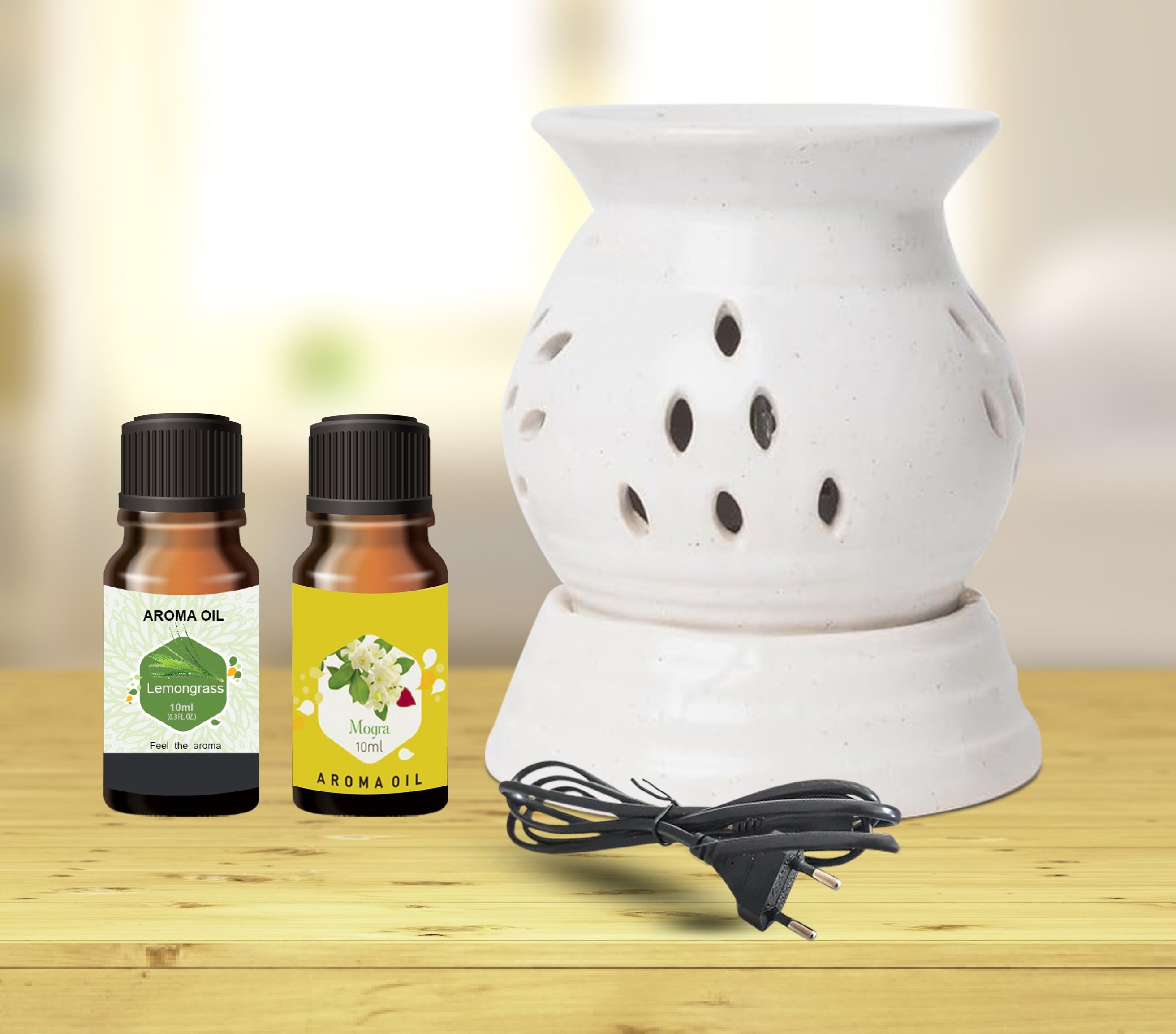 PEEPRESION Electric Aroma Matka Diffuser With 1 Lemongrass 1 Mogra Aroma Oil (10ml Each) Night Lamp | Home, Office, Spa, Bedroom, Club, Temple, Pub Bar, Gym Diffuser-image-5