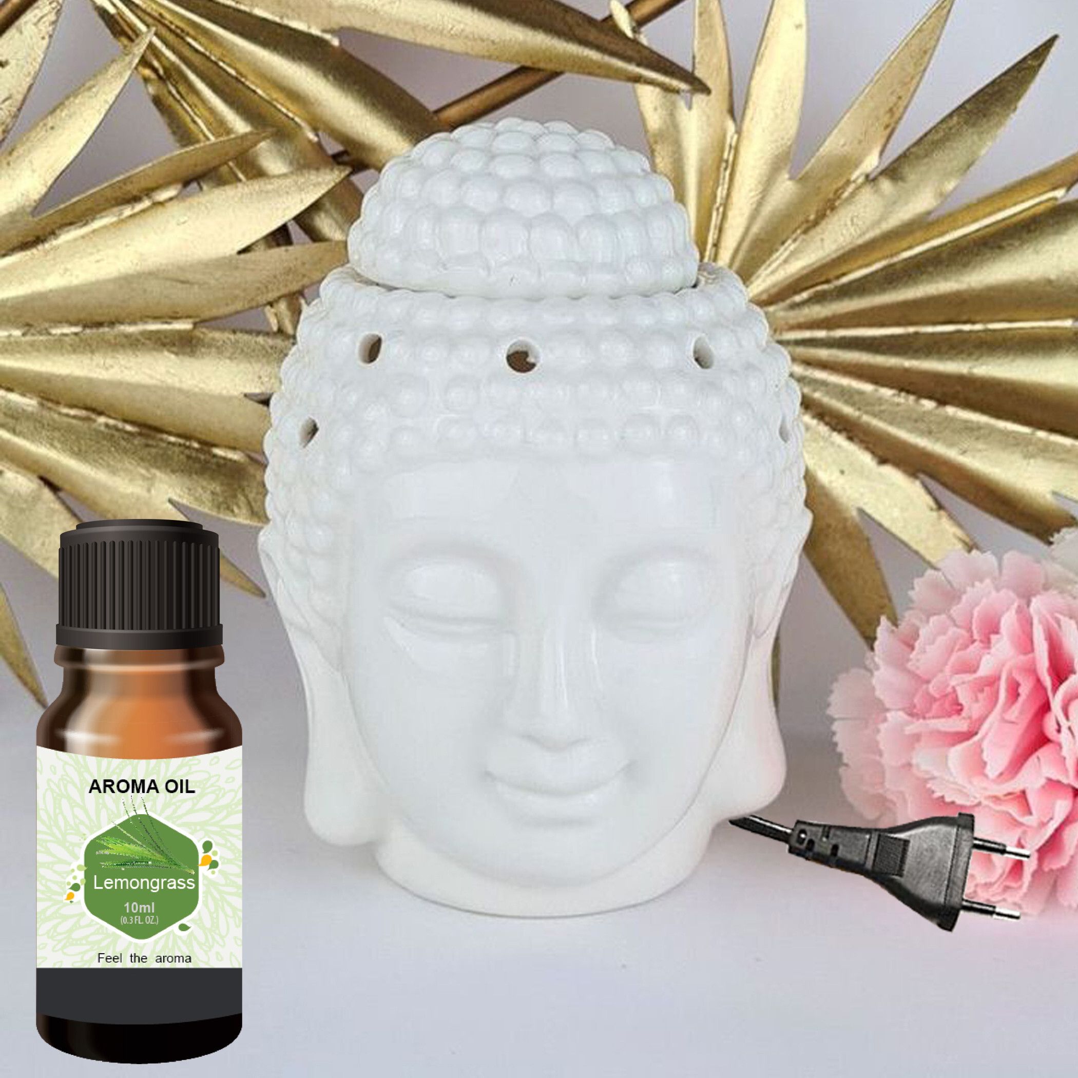 PEEPRESION Ceramic White Electric Buddha Diffuser & 1 Bottel Scented Lemongrass Aroma Oil (10ml Each), Fragrance Your Home, Hotel, Bedroom, Club, Office, Relaxation, Body, Mind,Stress. Diffuser-picture-33