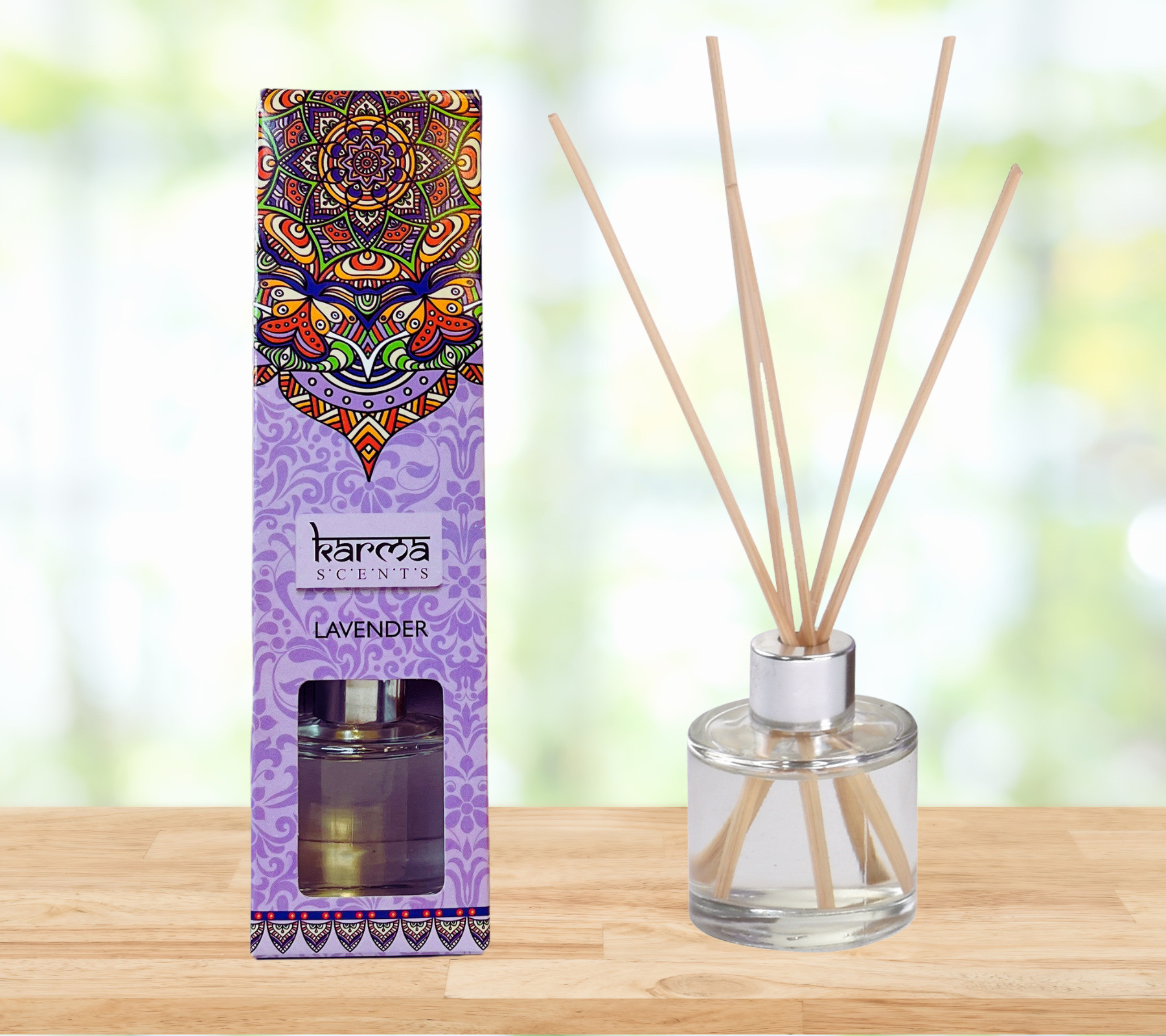 Sim & Ross | Lavender Reed Diffuser Set | Includes 5 Wooden Reed Sticks | 50ml | Toxin Free & Calming Effect, Room Freshener for Home, Bedroom, Bathroom, and more Diffuser image 1