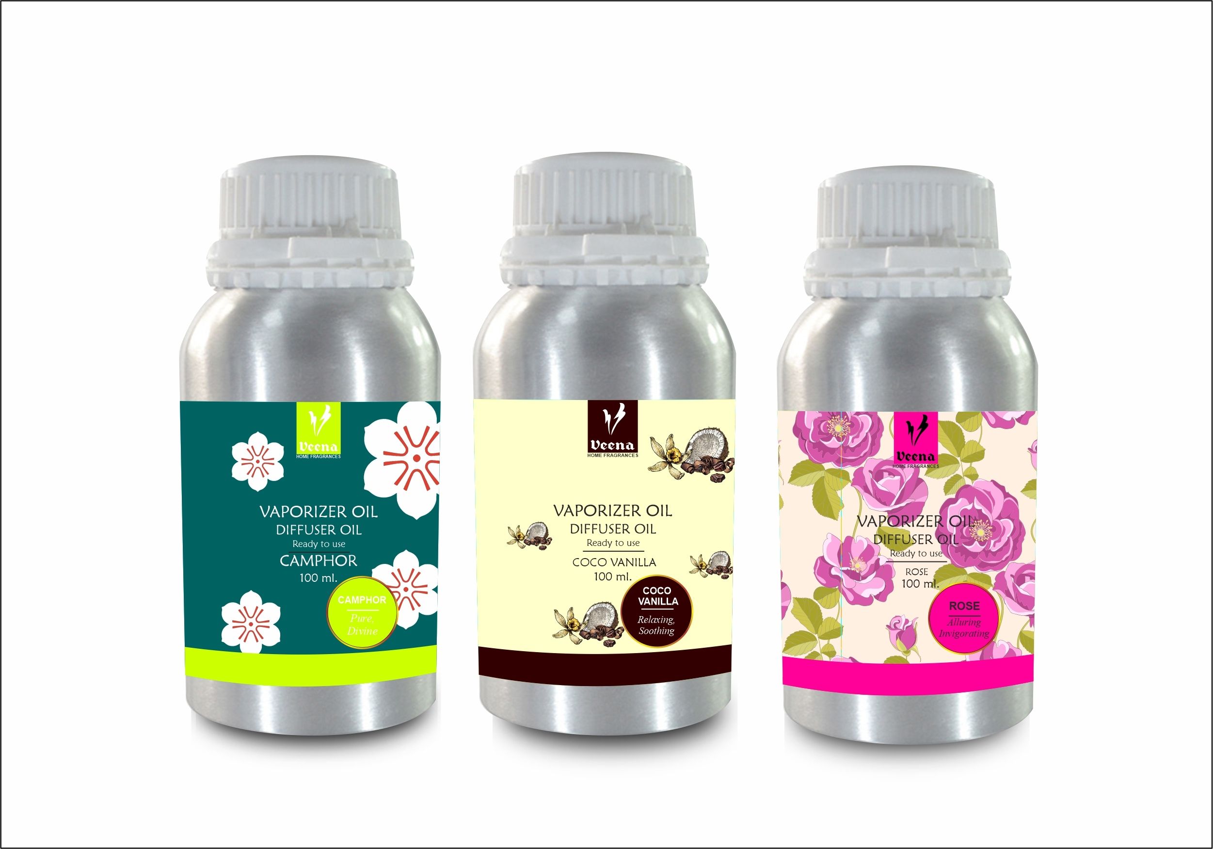 Veena Combo Aroma Oil Diffuser Camphor, Vanilla, Rose Room Fragrance Room, Garden, Bedding Room, Office, Bar Fragrance Diffuser-picture-34
