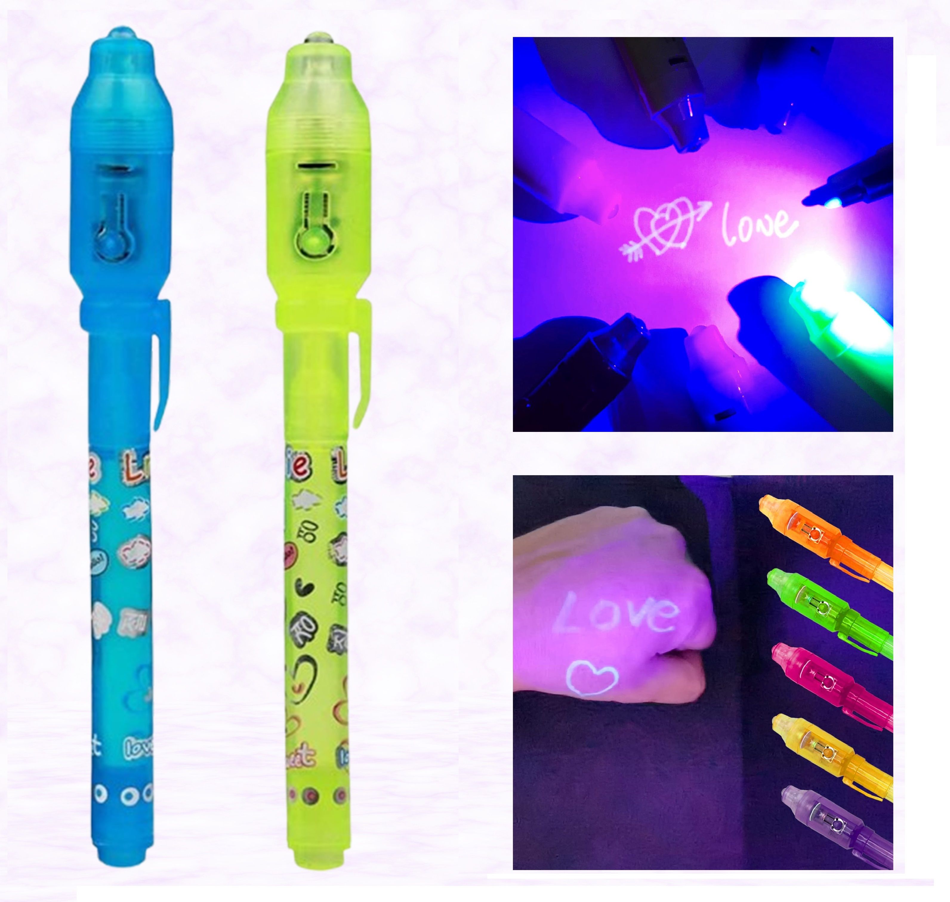Invisible Ink Pen with Uv Light Spy Pens Magic Marker for Secret Message PC-2
