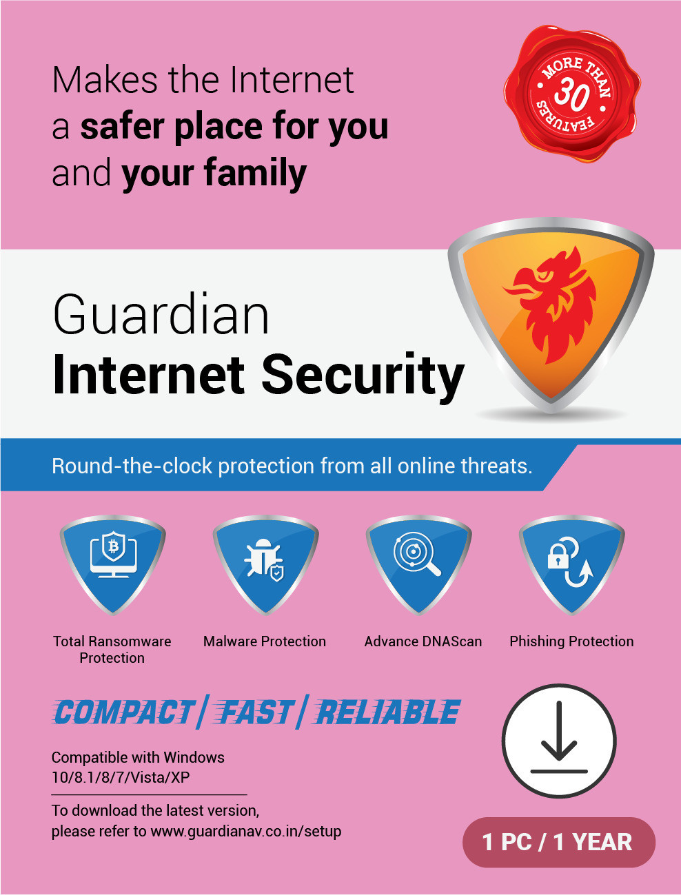 Guardian 1 PC 1 Year Internet Security (Email Delivery - No CD) image 1