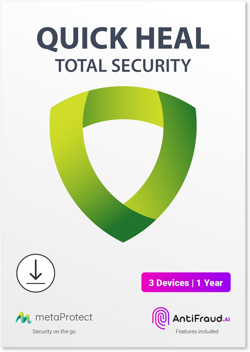 QUICK HEAL 3 PC PC 1 Year Total Security (Email Delivery - No CD)