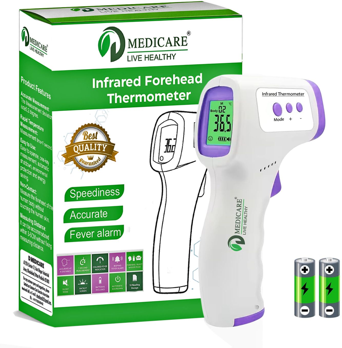 D MEDICARE IFTP03 Infrared Thermometer Non-Contact Laser Infrared Thermometer Temperature Gun Thermometer-image-30