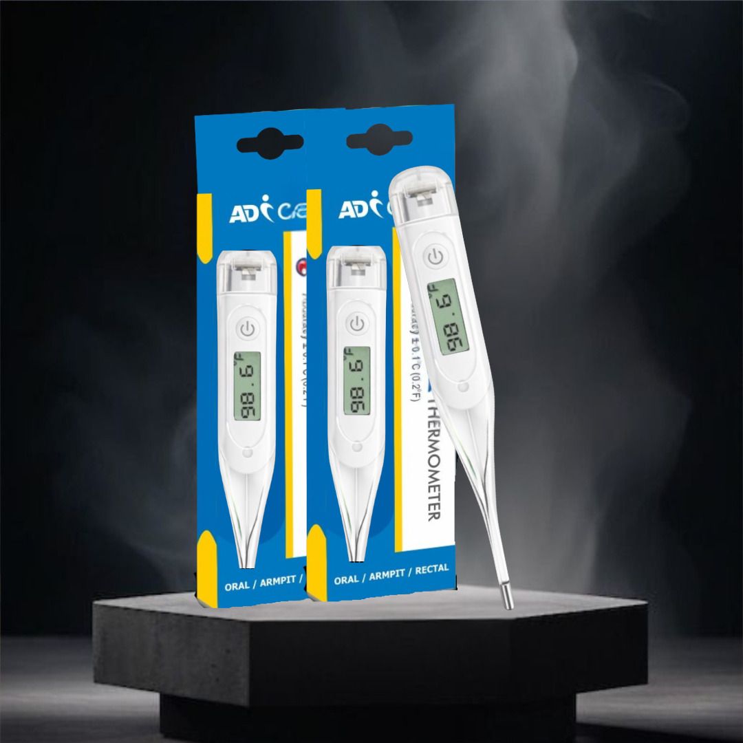 ADICARE Clear White Premium Digital Thermometer for Kids & Adults with Fever Alarm &Memory Function Low Battery Indicator Fast Reading (Pack of 2) Thermometer-image-38