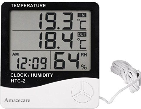 AMAZECARE HTC-2 Room Thermometer with Humidity Incubator & Digital Clock Hygrometer Indoor & Outdoor Accurate LCD Display Thermometer-image-23
