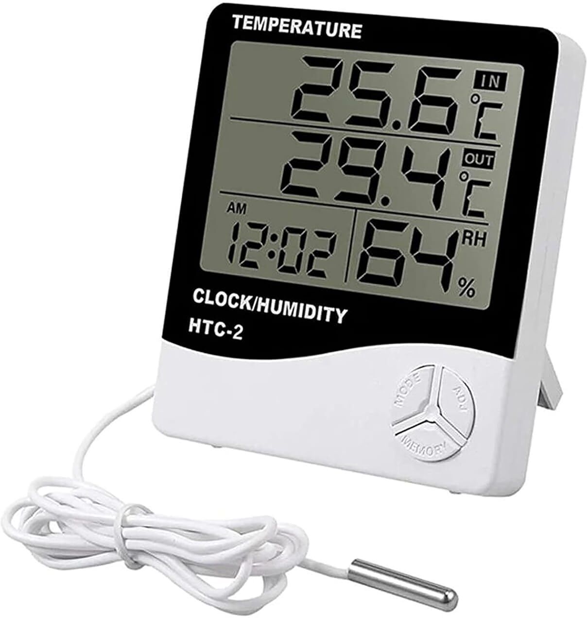 ORANCLE CARE Room Thermometer with Humidity Incubator Meter and Accurate Temperature Wall Mounting LCD Digital Clock Monitor for Indoor/Outdoor HTC 2 Thermometer-image-48