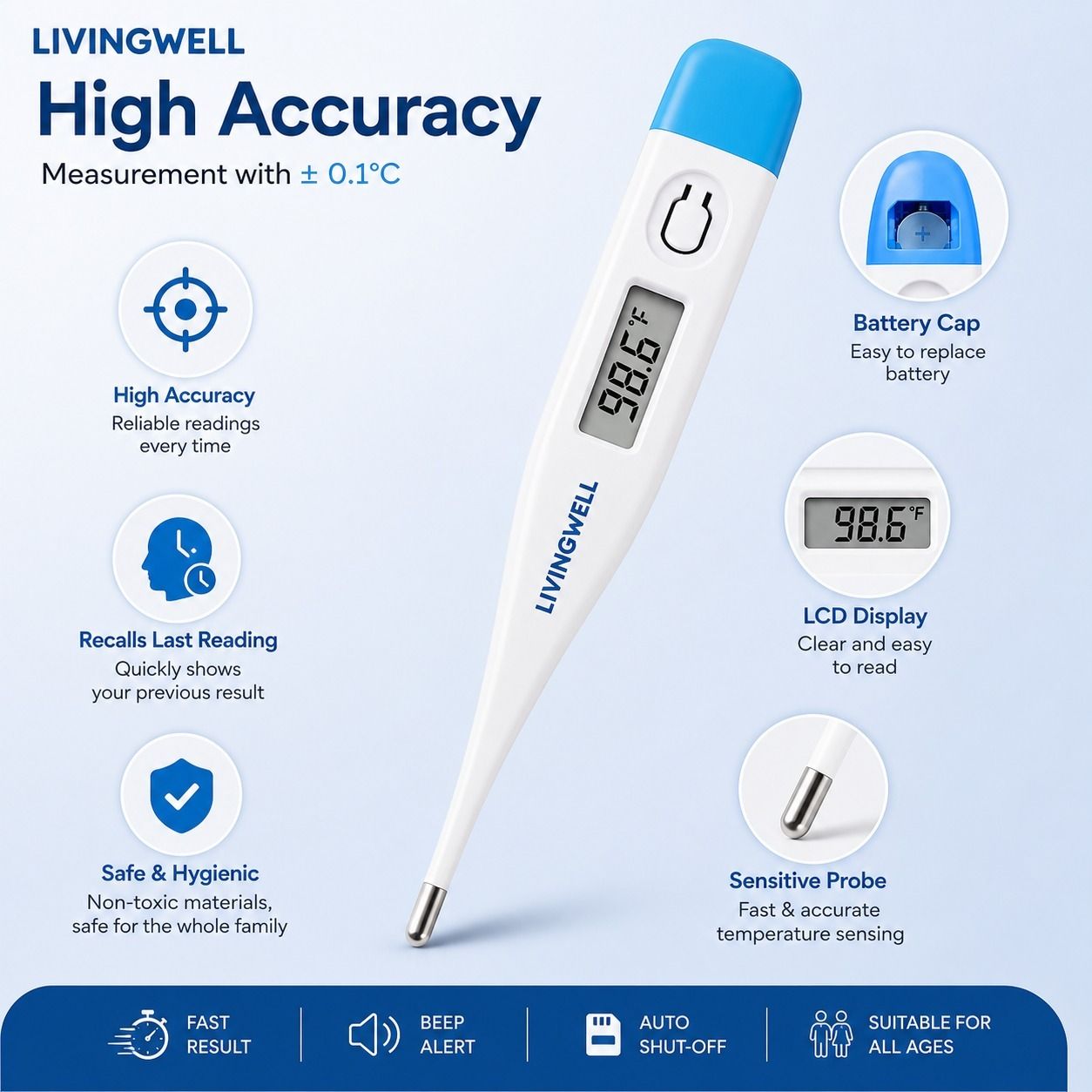 LIVING WELL Digital Clinical Thermometer with LCD Display | Fast & Accurate Digital Clinical Thermometer Thermometer-picture-44
