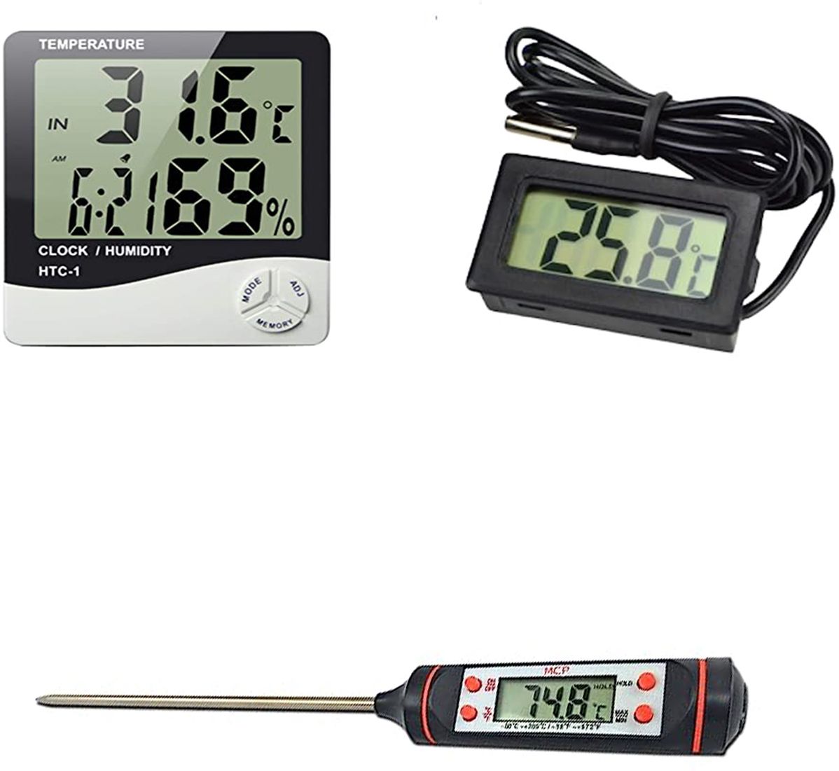 MCP HTC-1, TPM-10, TP-101 Ultimate Digital Room, Fridge, Food Thermometer Combo Pack Temperature Control Thermometer-picture-17