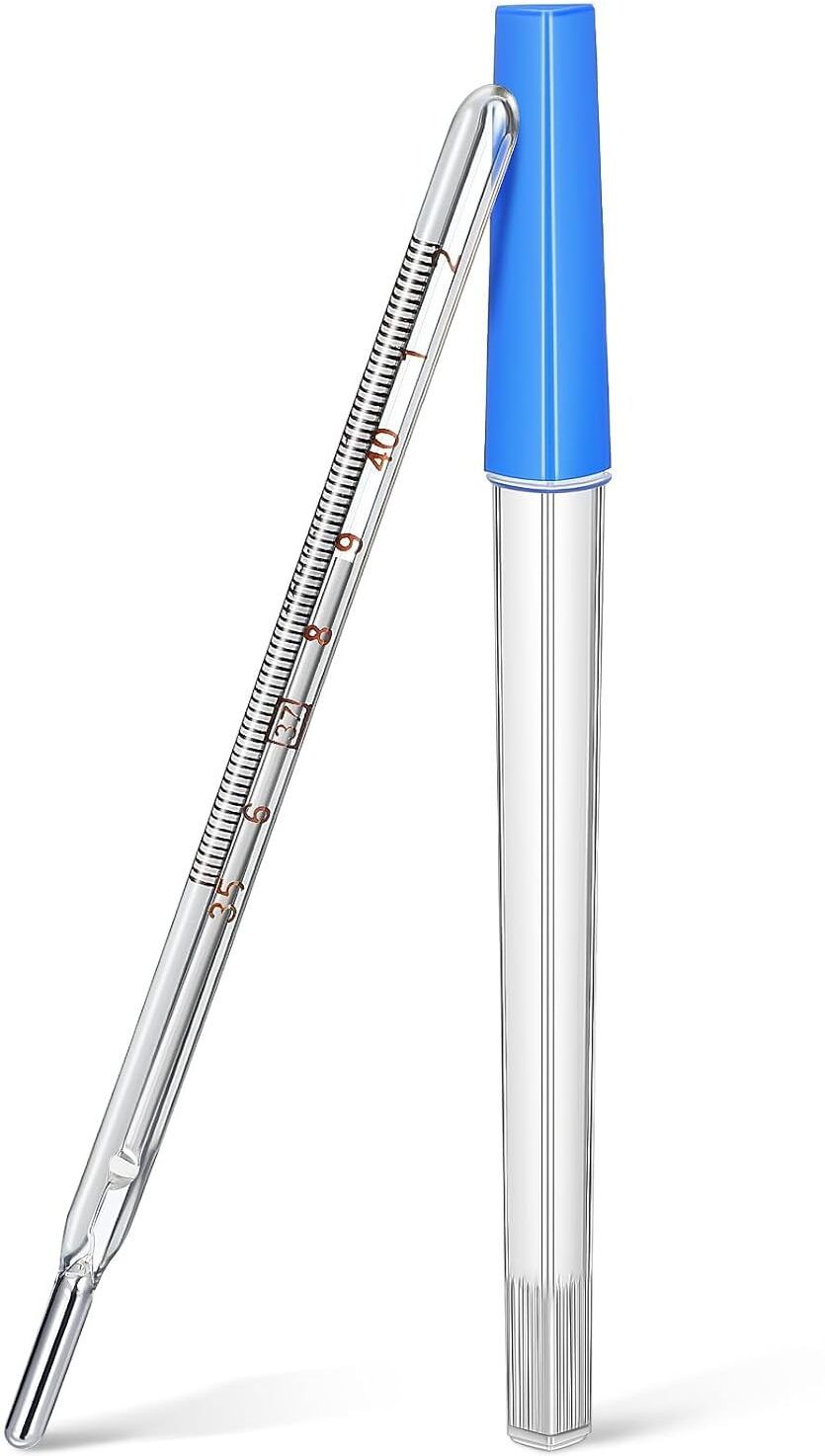 ORANCLE CARE Glass Clinical Thermometer for Fever Mercury Free, Accurate Body Oral, Underarm & Rectal Use | Blue Case Thermometer