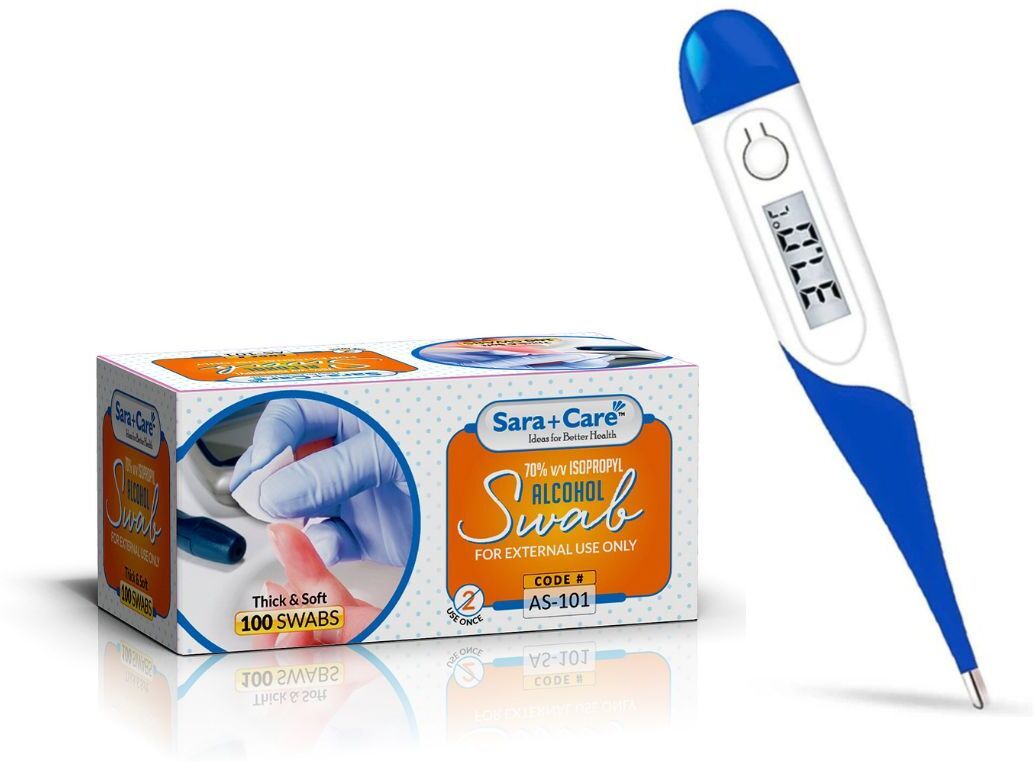 Sara+Care Fever-Care Kit Digital Thermometer & Alcohol Swabs Thermometer-image-7