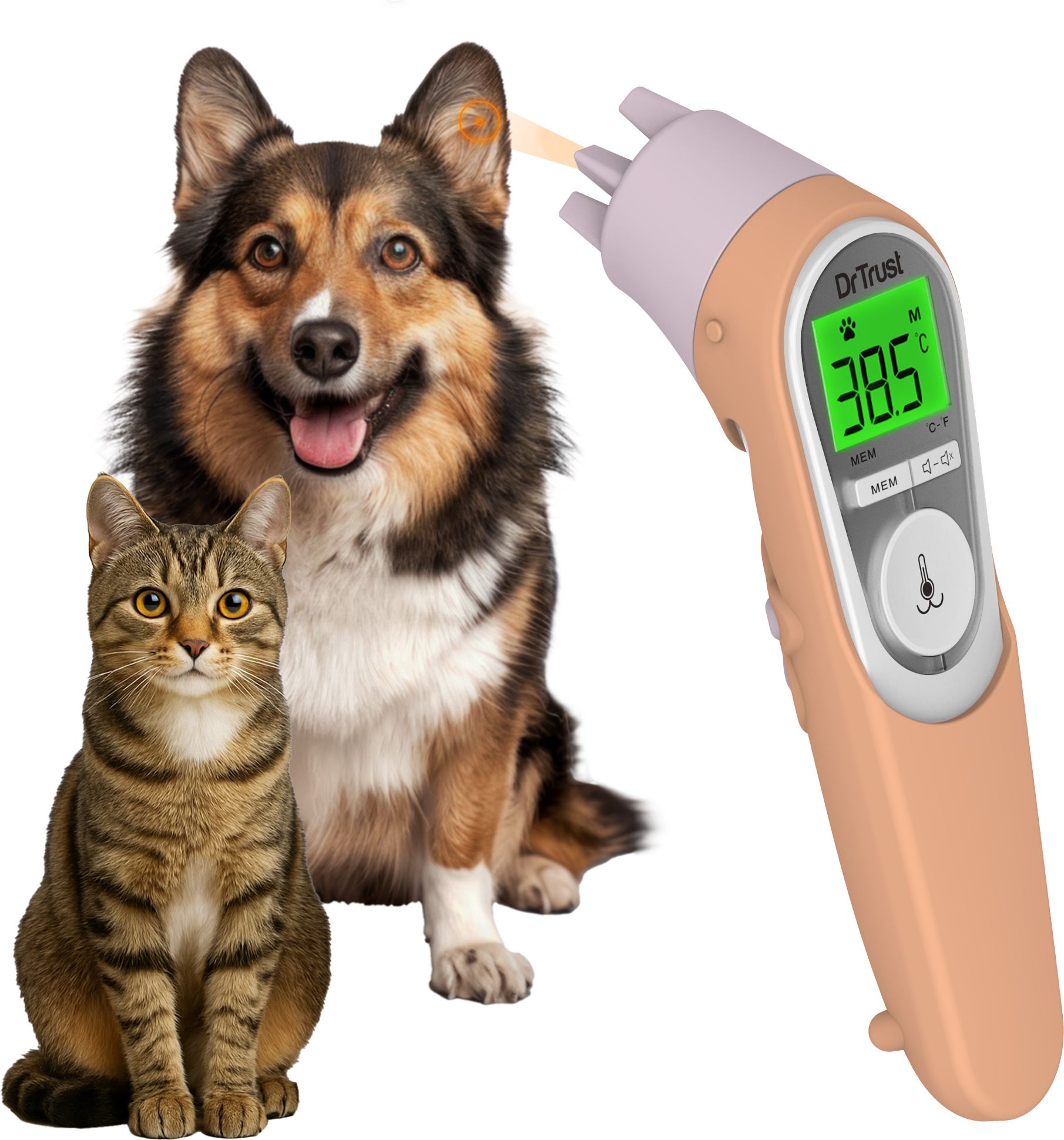 Dr Trust USA 619 Non-Contact Fast Digital Pet Thermometer for Cats, Dogs, Horse, Birds, Cattles Infrared Vet Approved Rectal Thermometer-image-14