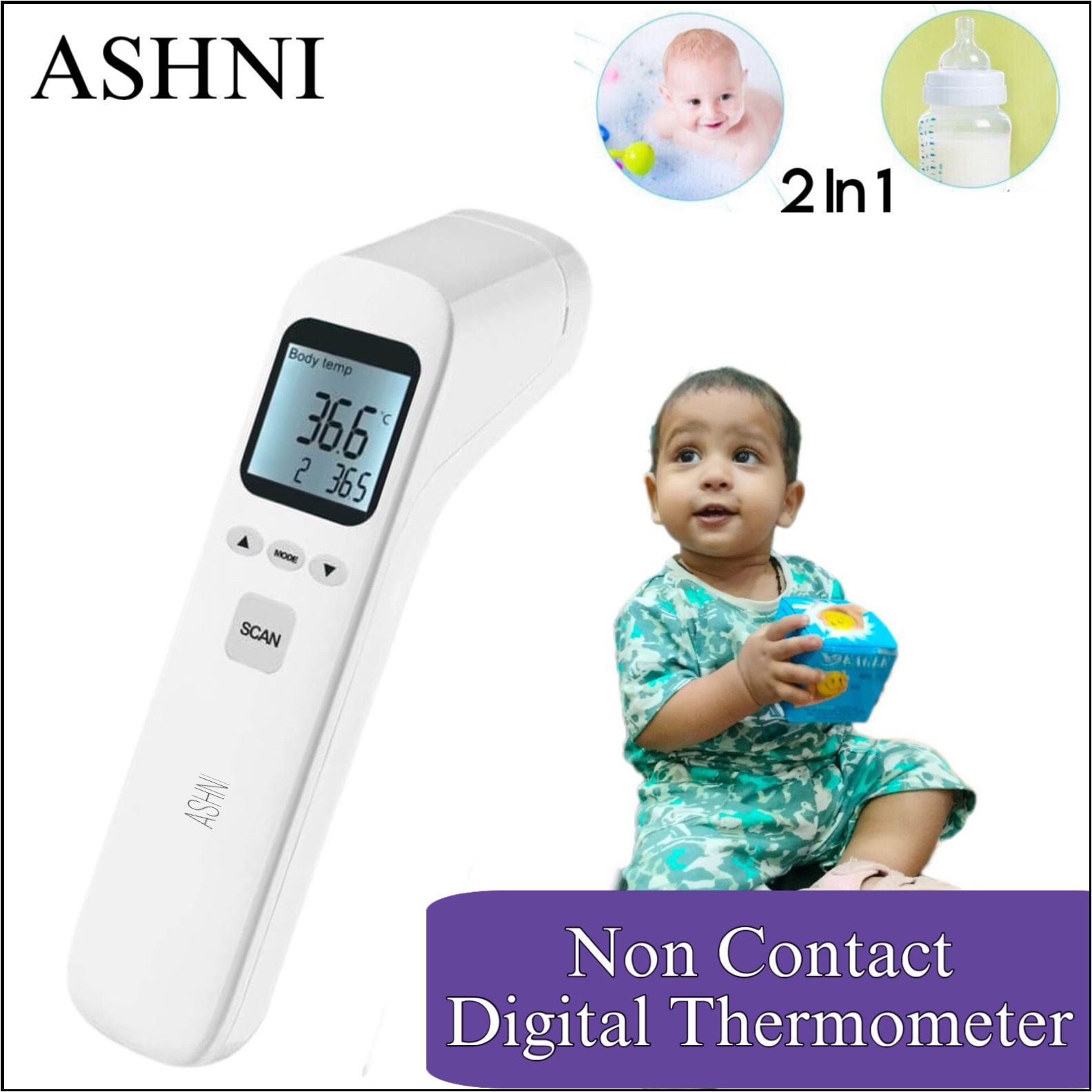 Ashni Instunt Result Non Contact Food & Body Digital Temperature child & Adult Fever Gun Thermometer-image-4