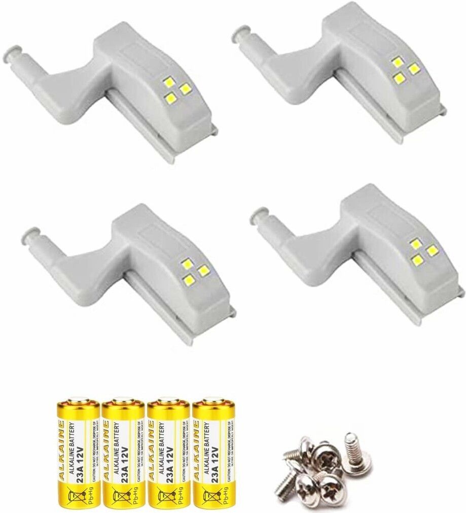 4 pc Wardrobe Hinges LED Light Smart Sensor Door Switch Cabinet Cupboard Closet 5 A Toggle Dimmer