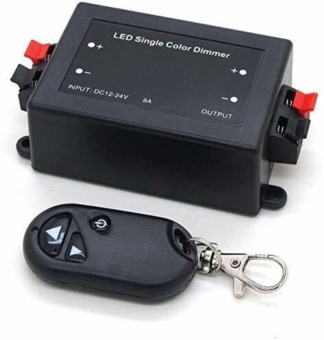 Wireless Remote LED Light Dimmer Controller 12V-24V DC 96W Adjust Brightness 8 A Rotary Dimmer