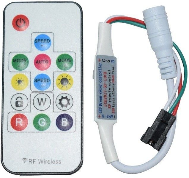 14 Keys + Lock + 300 Color Changes RF Wireless Remote LED Driver LED Strip Light 8 A Step Dimmer